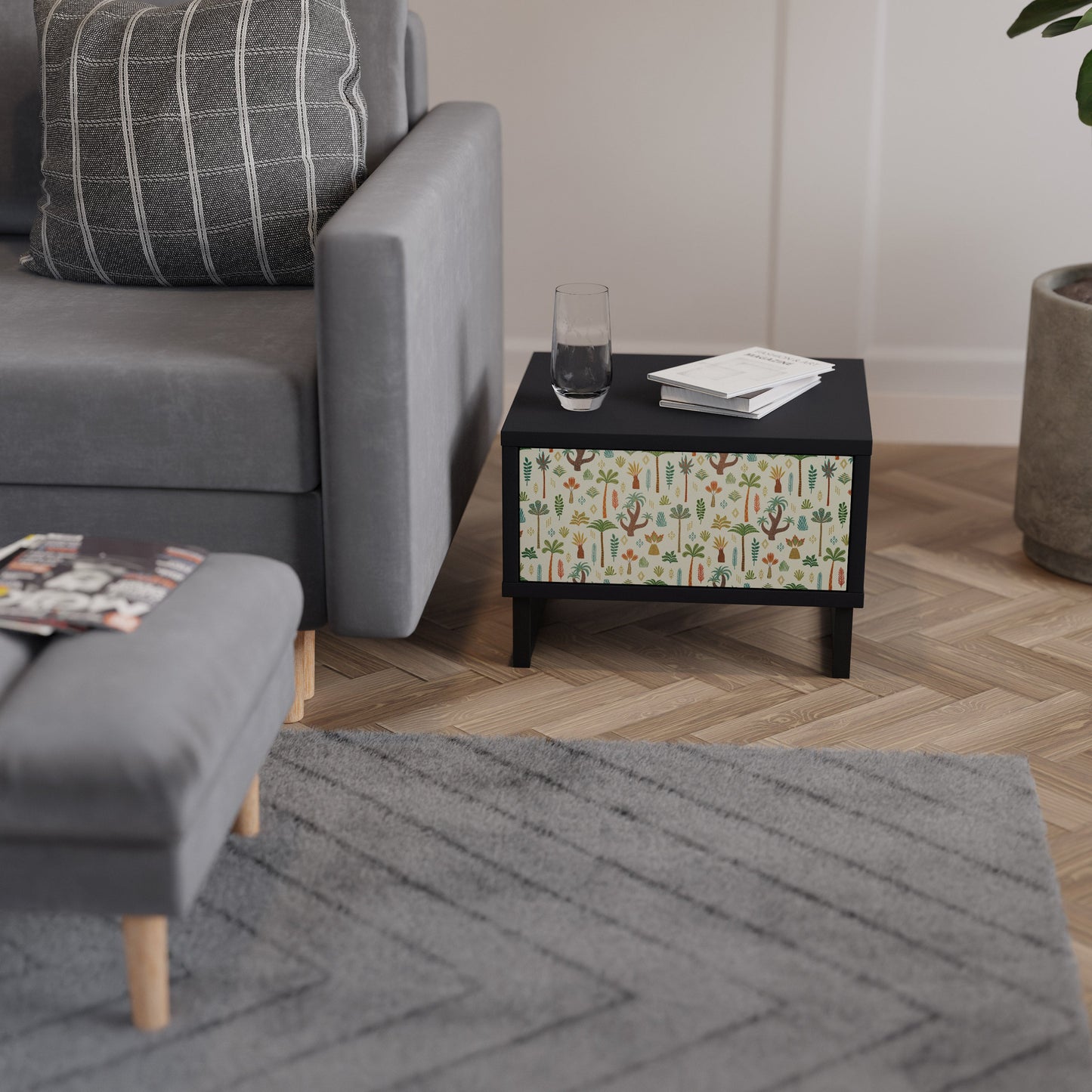 PALM SPRING Nightstand in Black Finish