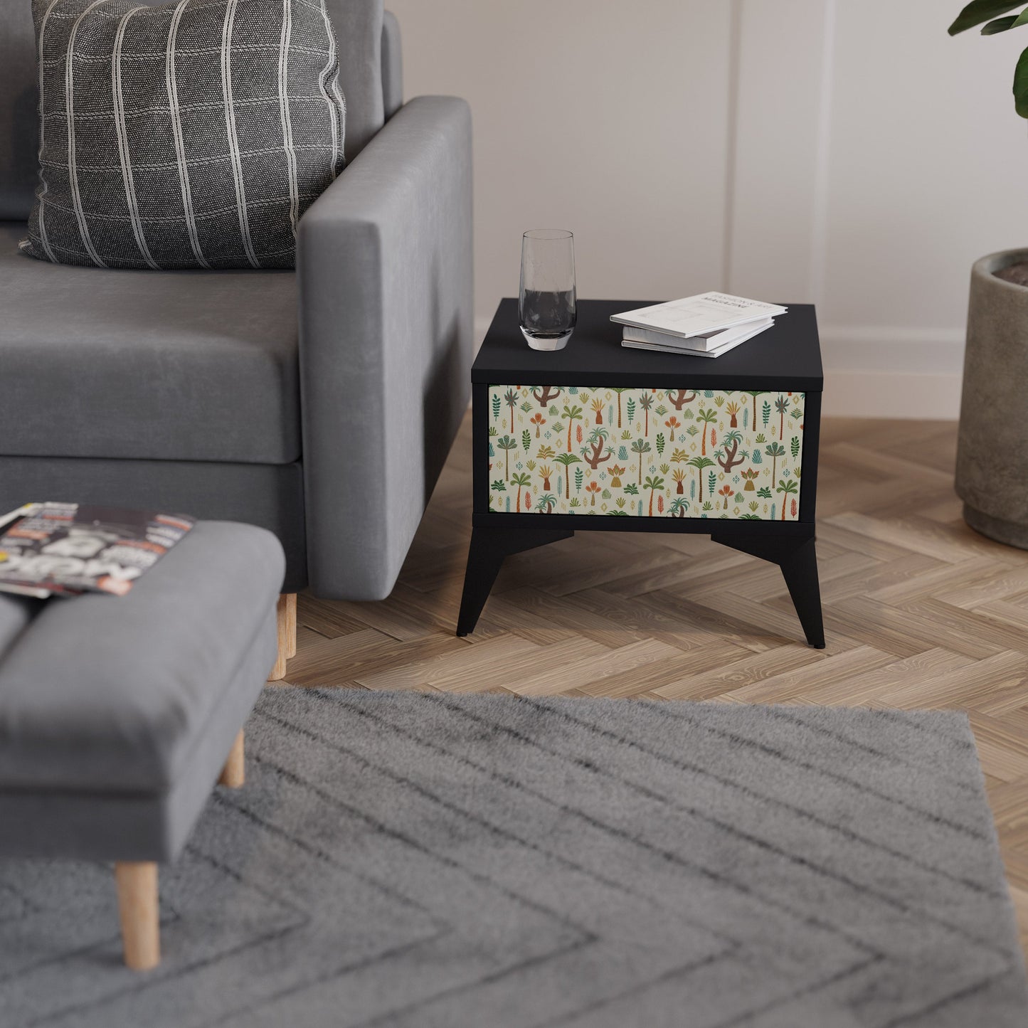 PALM SPRING Nightstand in Black Finish
