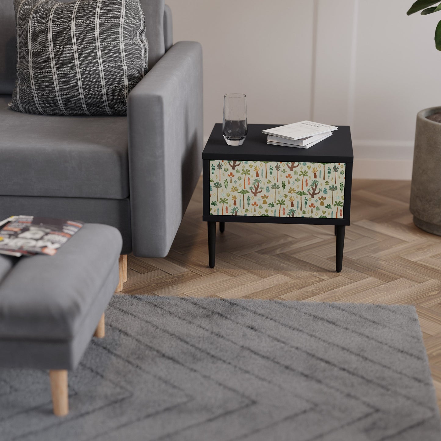 PALM SPRING Nightstand in Black Finish