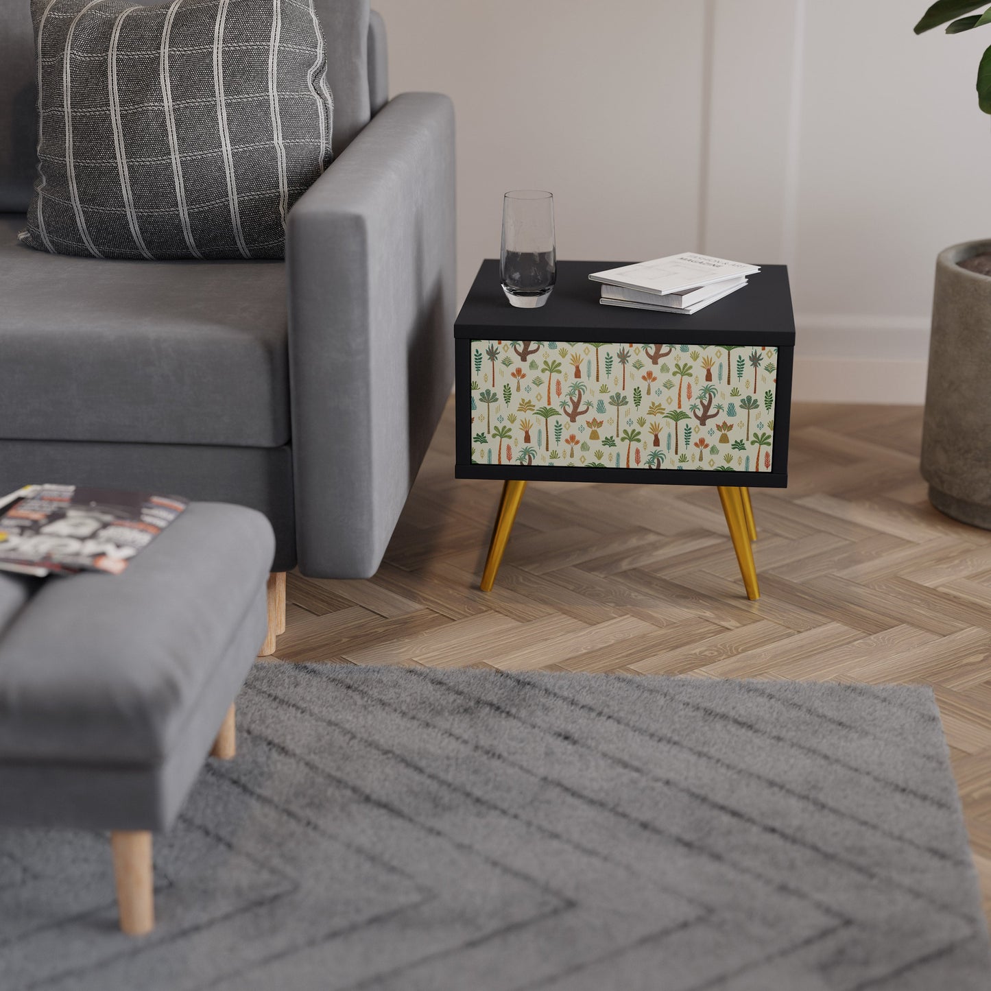 PALM SPRING Nightstand in Black Finish