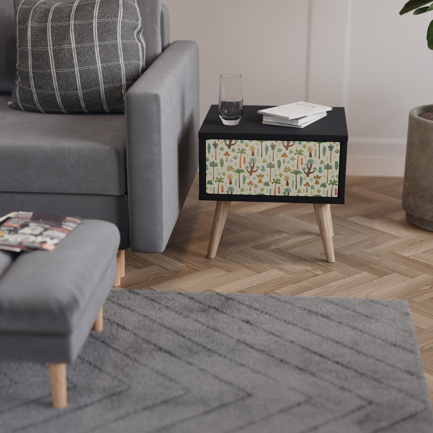 PALM SPRING Nightstand in Black Finish