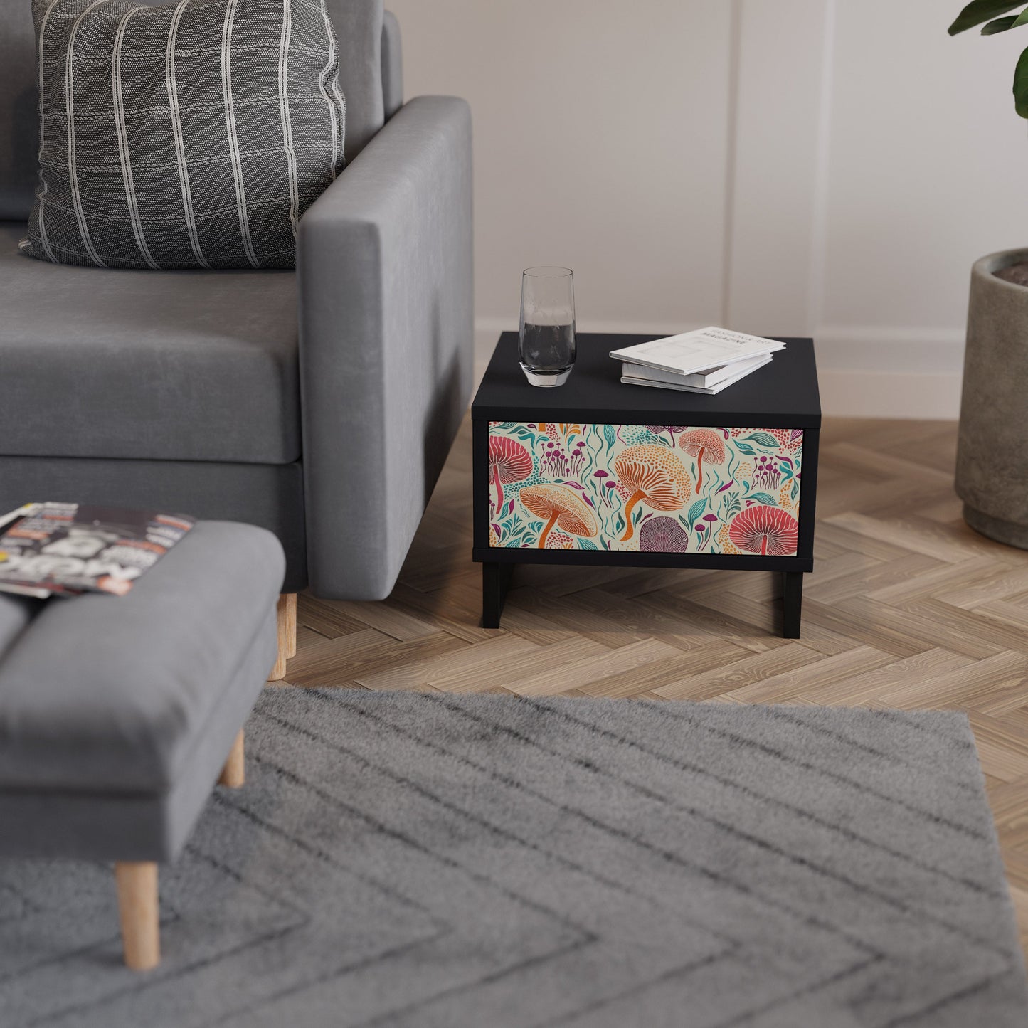 FUNGUS FANTASY Nightstand in Black Finish