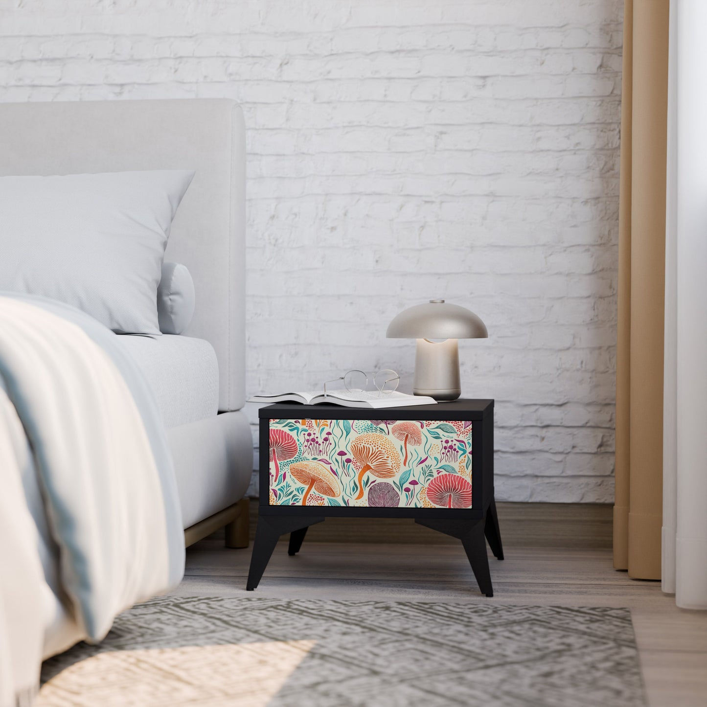 FUNGUS FANTASY Nightstand in Black Finish