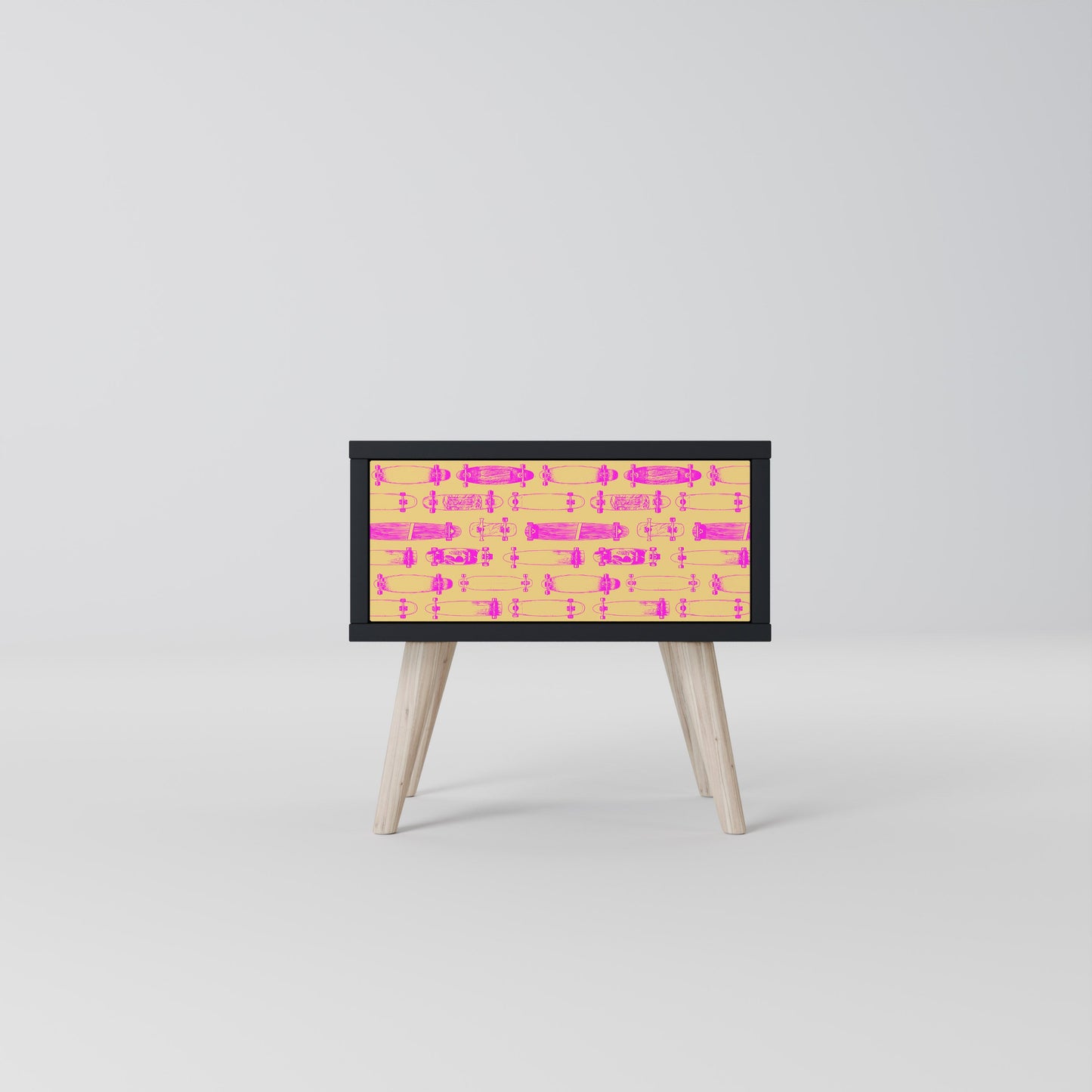 SKATEBOARD ARTISTRY Nightstand in Black Finish