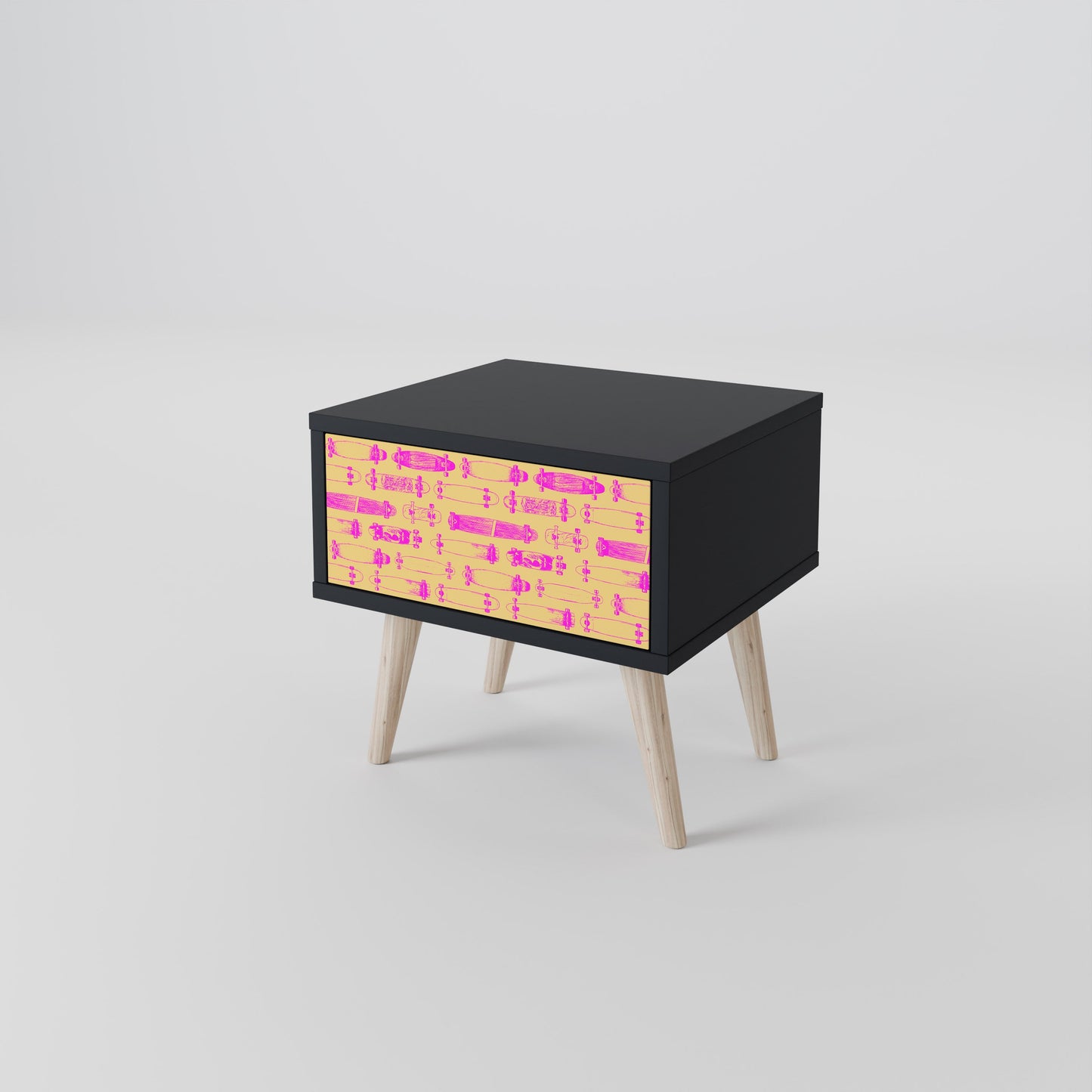 SKATEBOARD ARTISTRY Nightstand in Black Finish