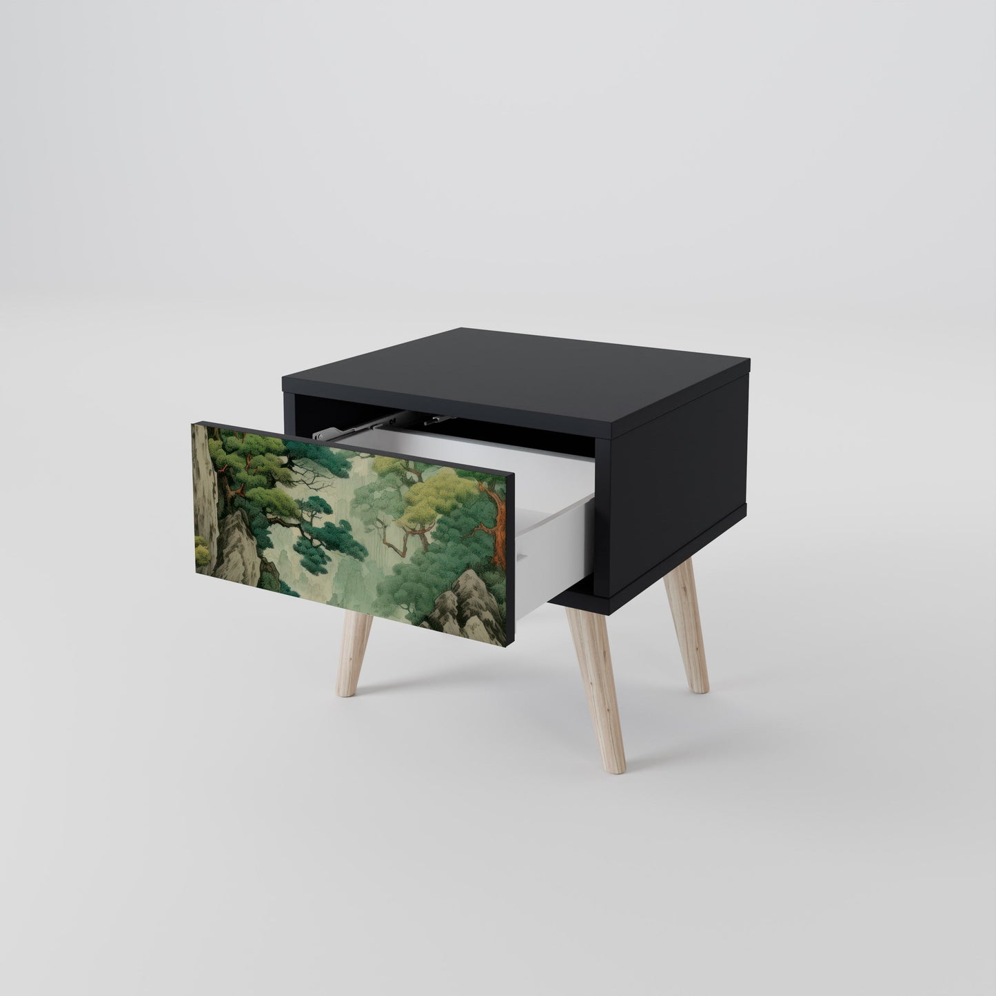 VERDURE ABYSS Nightstand in Black Finish