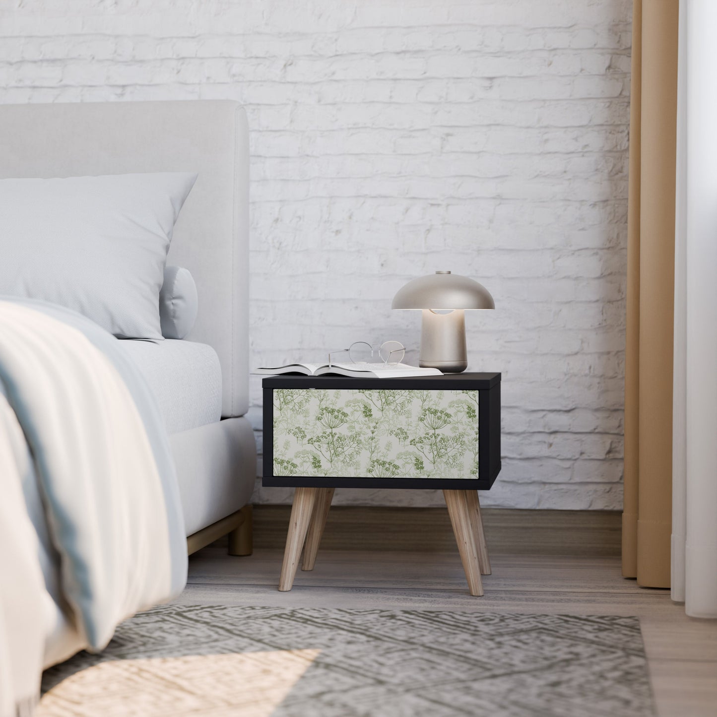 FENNEL BALDACHIN Nightstand in Black Finish
