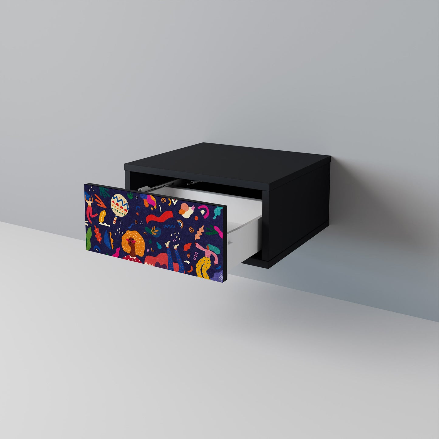 FESTIVE PLEASURES Nightstand in Black Finish