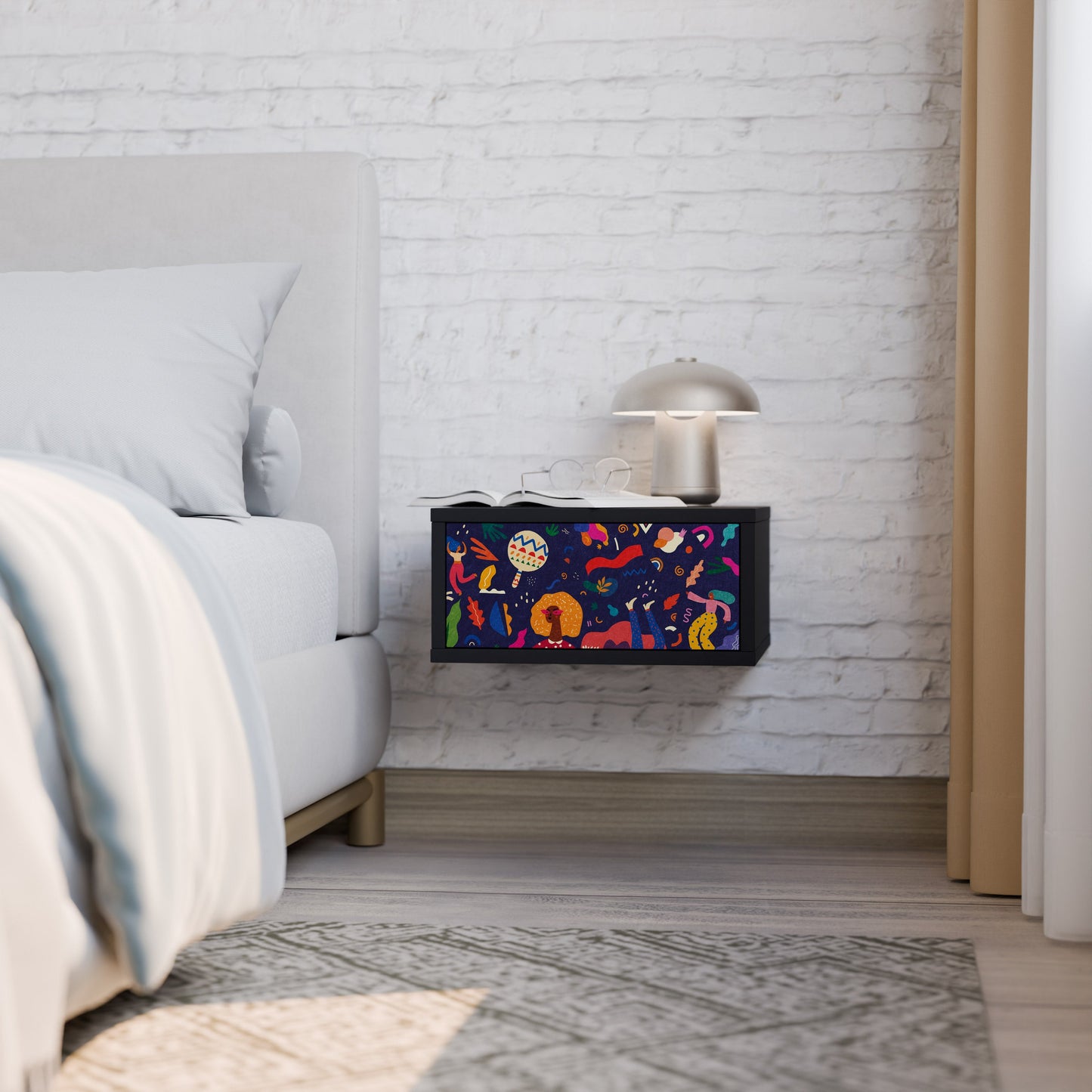 FESTIVE PLEASURES Nightstand in Black Finish