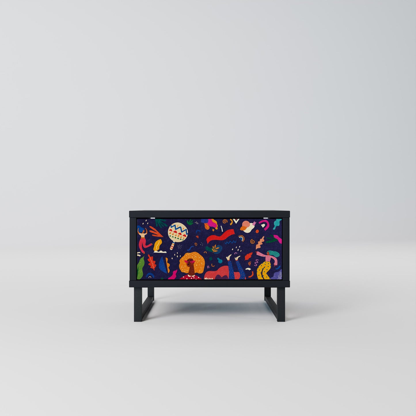 FESTIVE PLEASURES Nightstand in Black Finish