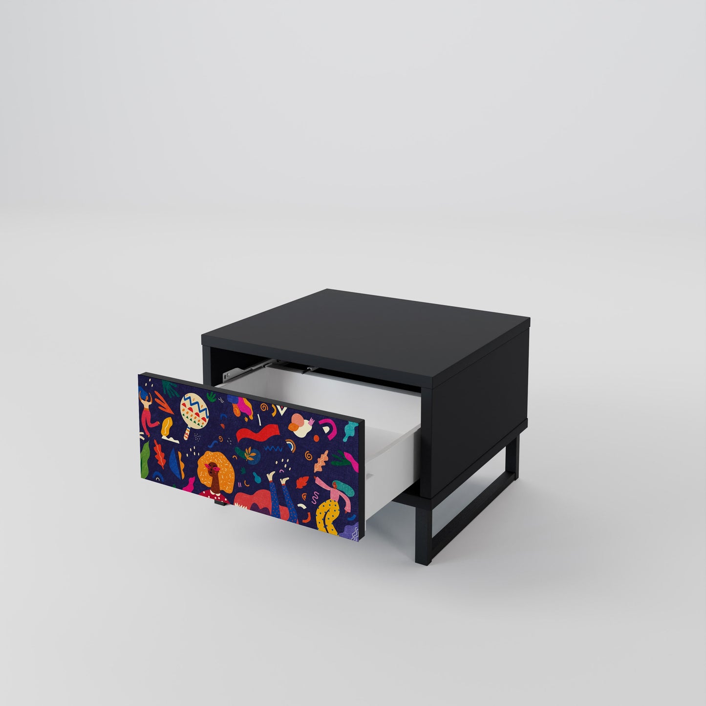 FESTIVE PLEASURES Nightstand in Black Finish