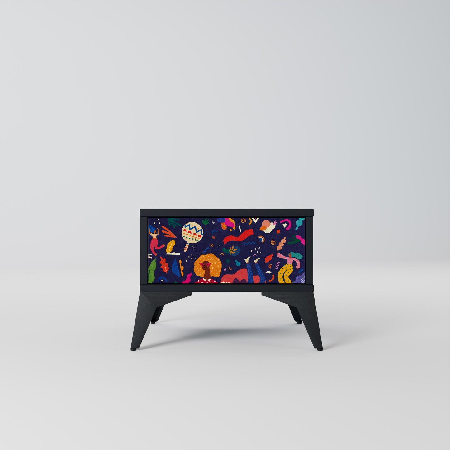 FESTIVE PLEASURES Nightstand in Black Finish