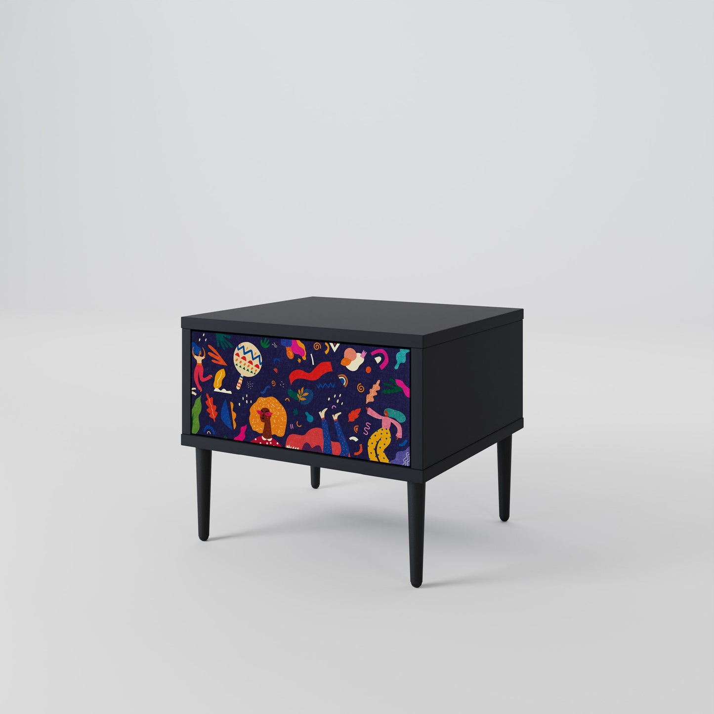 FESTIVE PLEASURES Nightstand in Black Finish