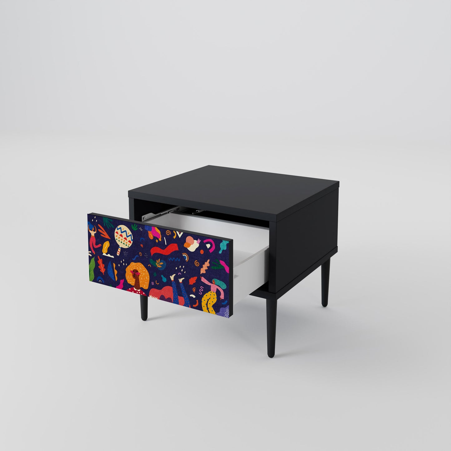 FESTIVE PLEASURES Nightstand in Black Finish