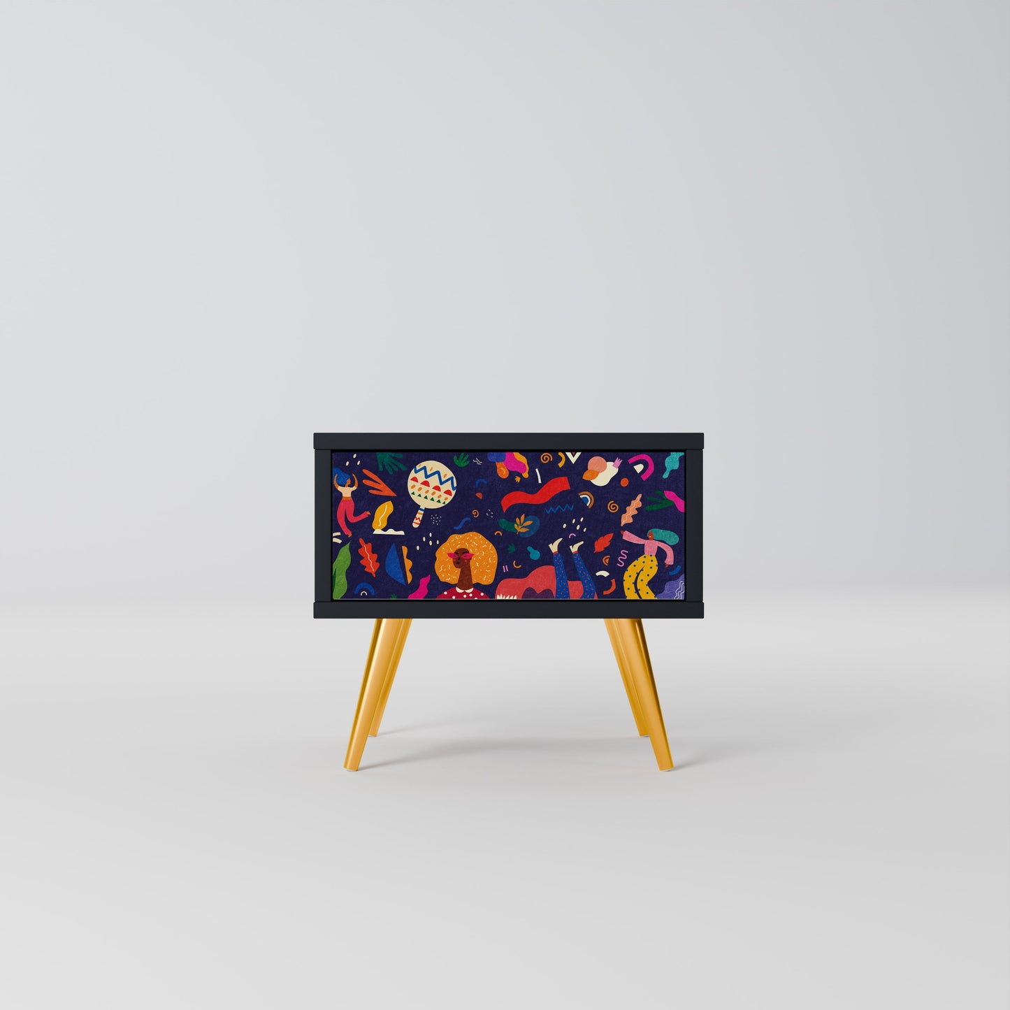 FESTIVE PLEASURES Nightstand in Black Finish