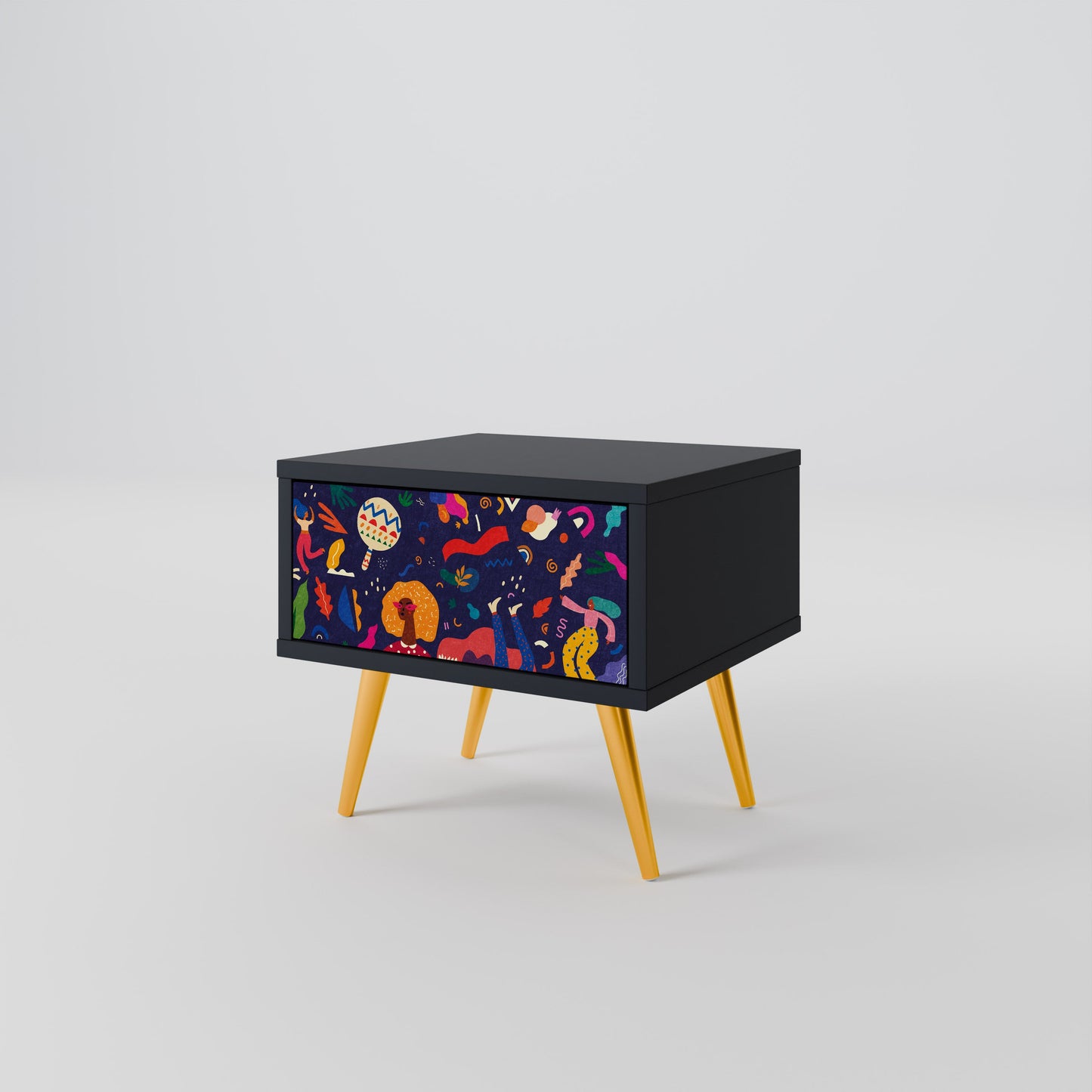 FESTIVE PLEASURES Nightstand in Black Finish