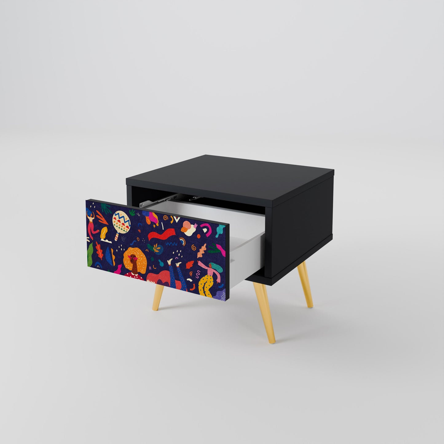 FESTIVE PLEASURES Nightstand in Black Finish