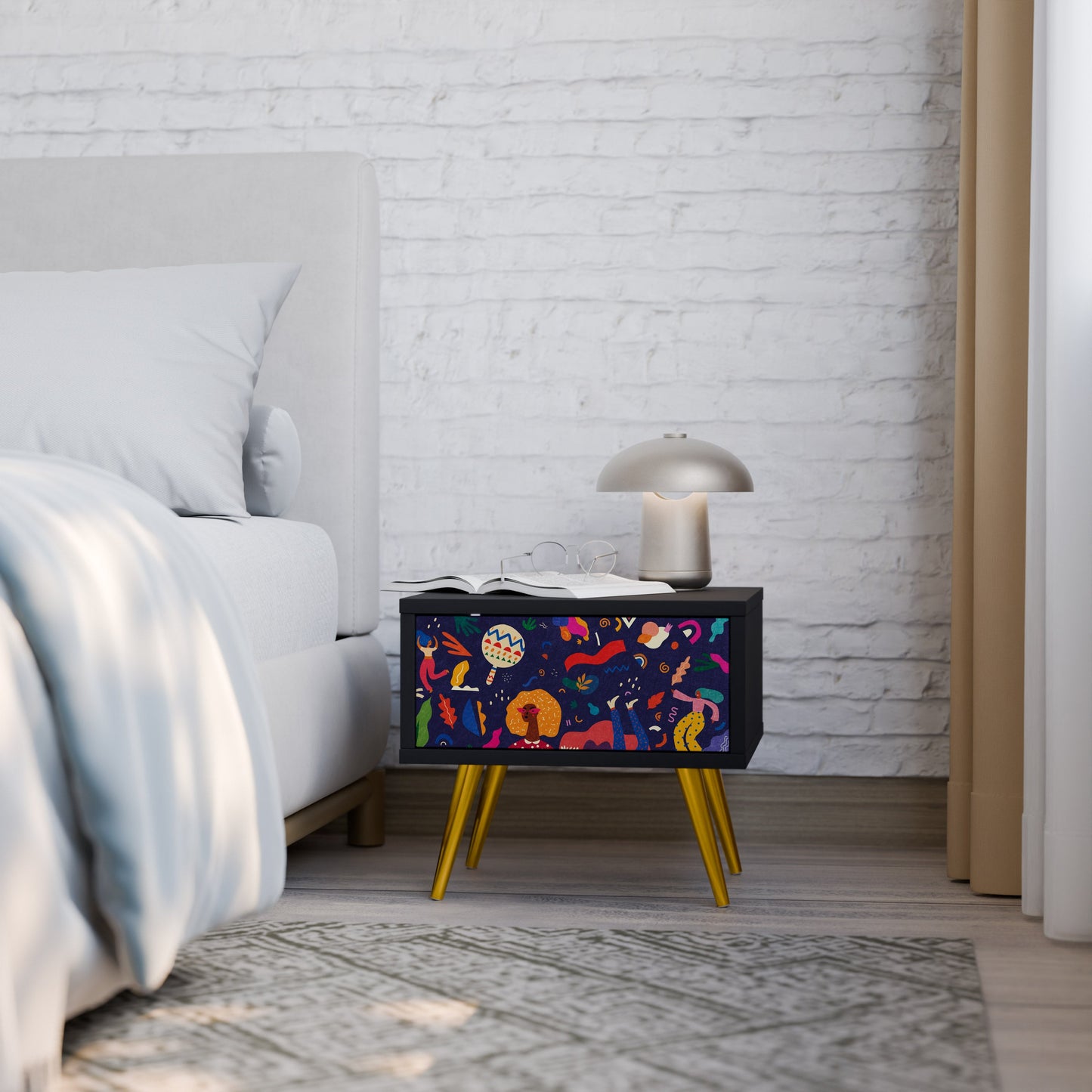FESTIVE PLEASURES Nightstand in Black Finish