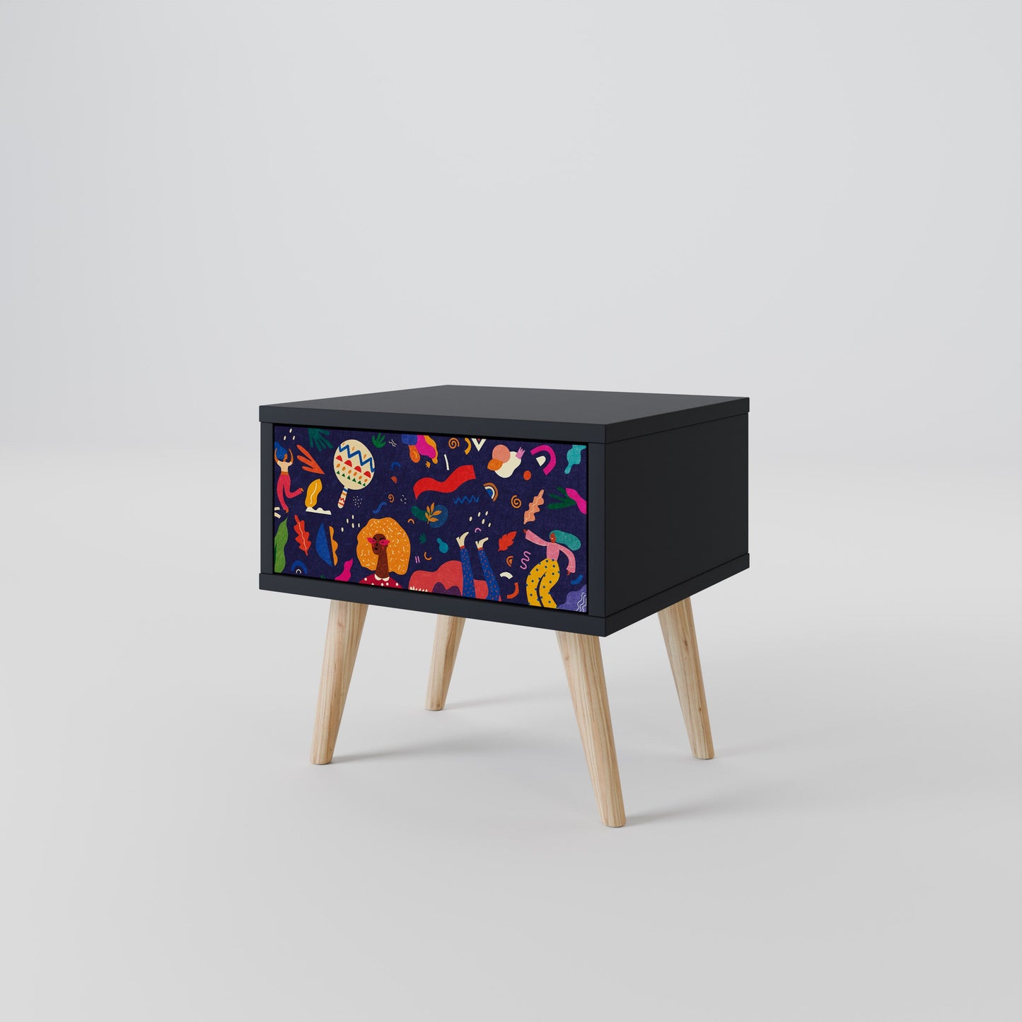 FESTIVE PLEASURES Nightstand in Black Finish