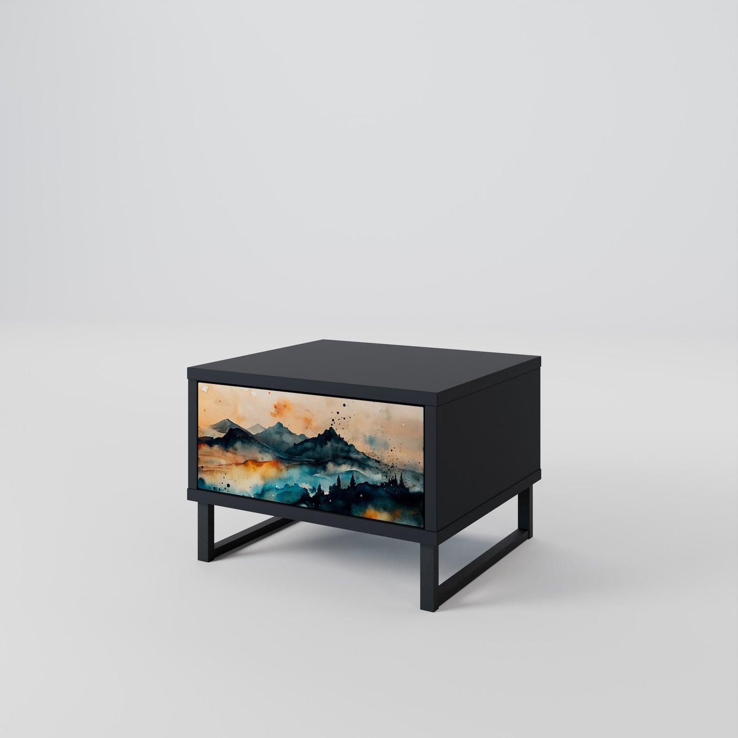 OMINOUS MOUNTAINS Nightstand in Black Finish