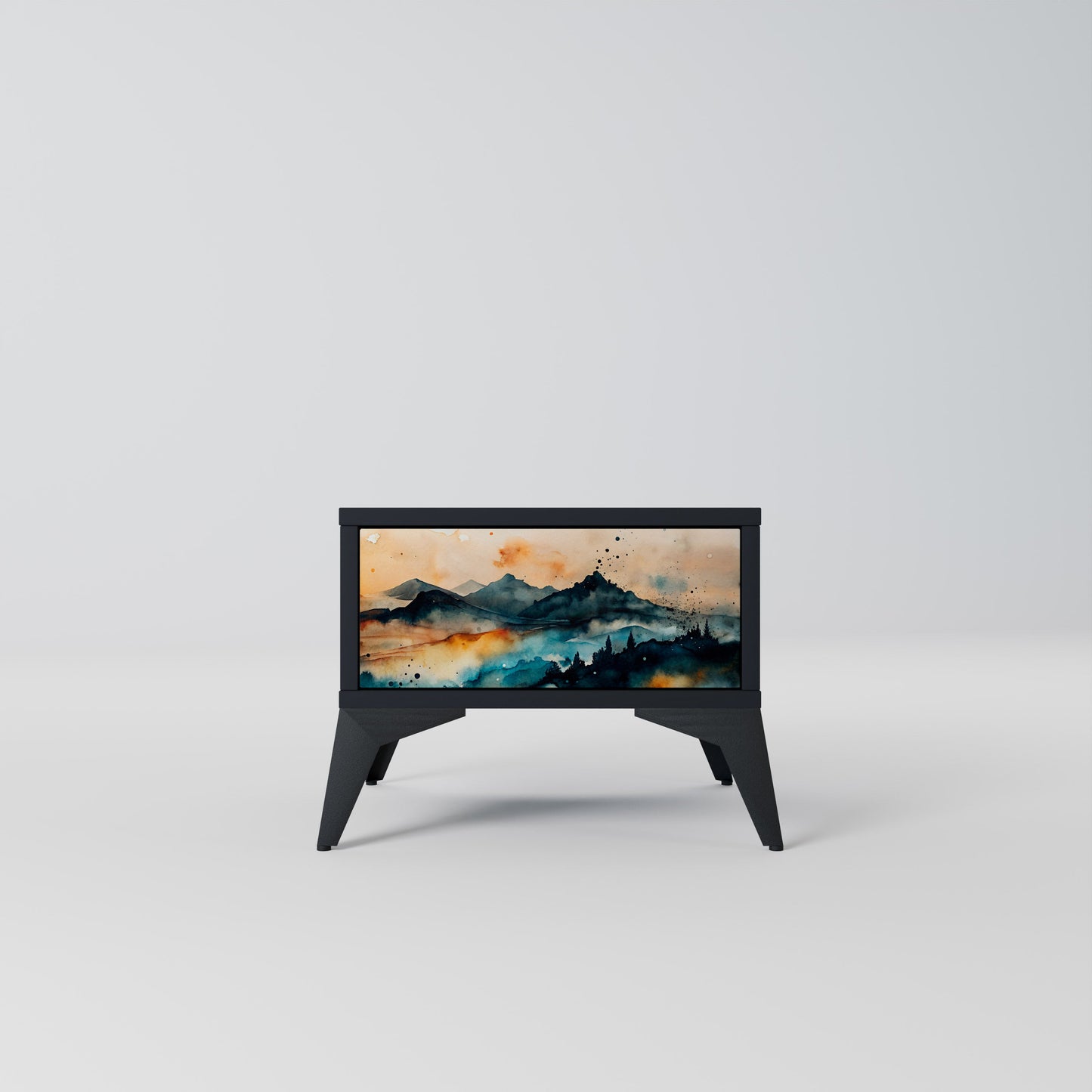 OMINOUS MOUNTAINS Nightstand in Black Finish