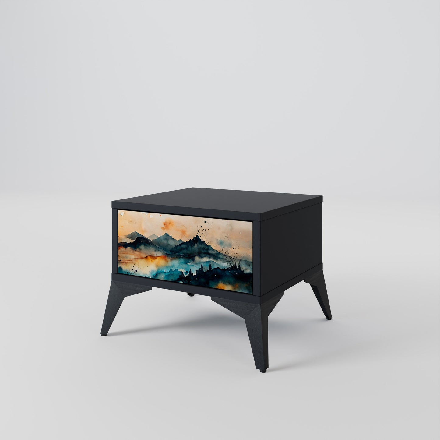 OMINOUS MOUNTAINS Nightstand in Black Finish