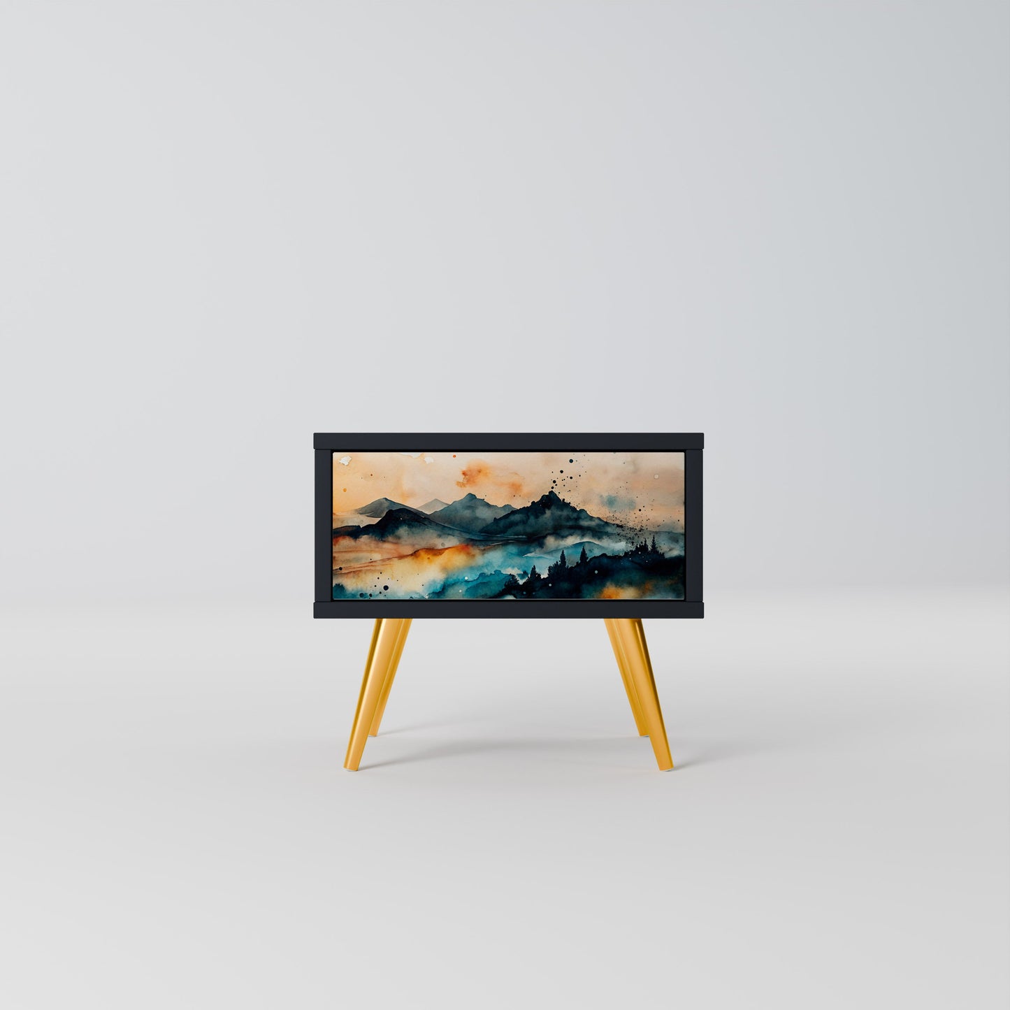 OMINOUS MOUNTAINS Nightstand in Black Finish