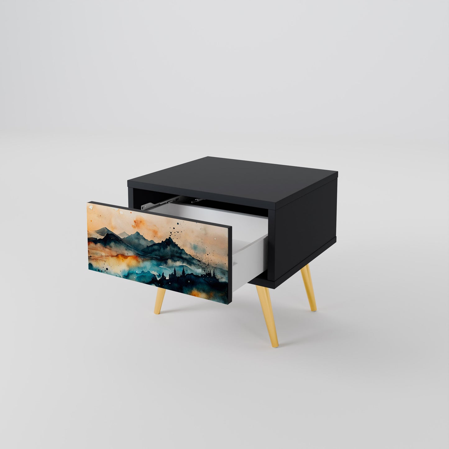 OMINOUS MOUNTAINS Nightstand in Black Finish