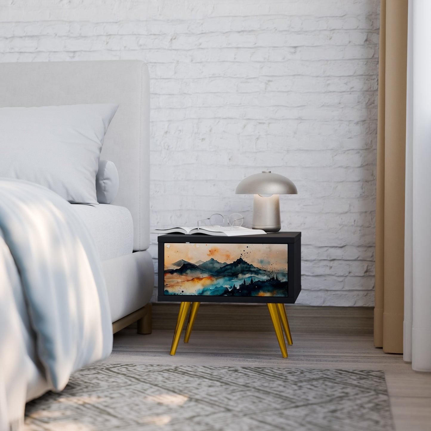 OMINOUS MOUNTAINS Nightstand in Black Finish