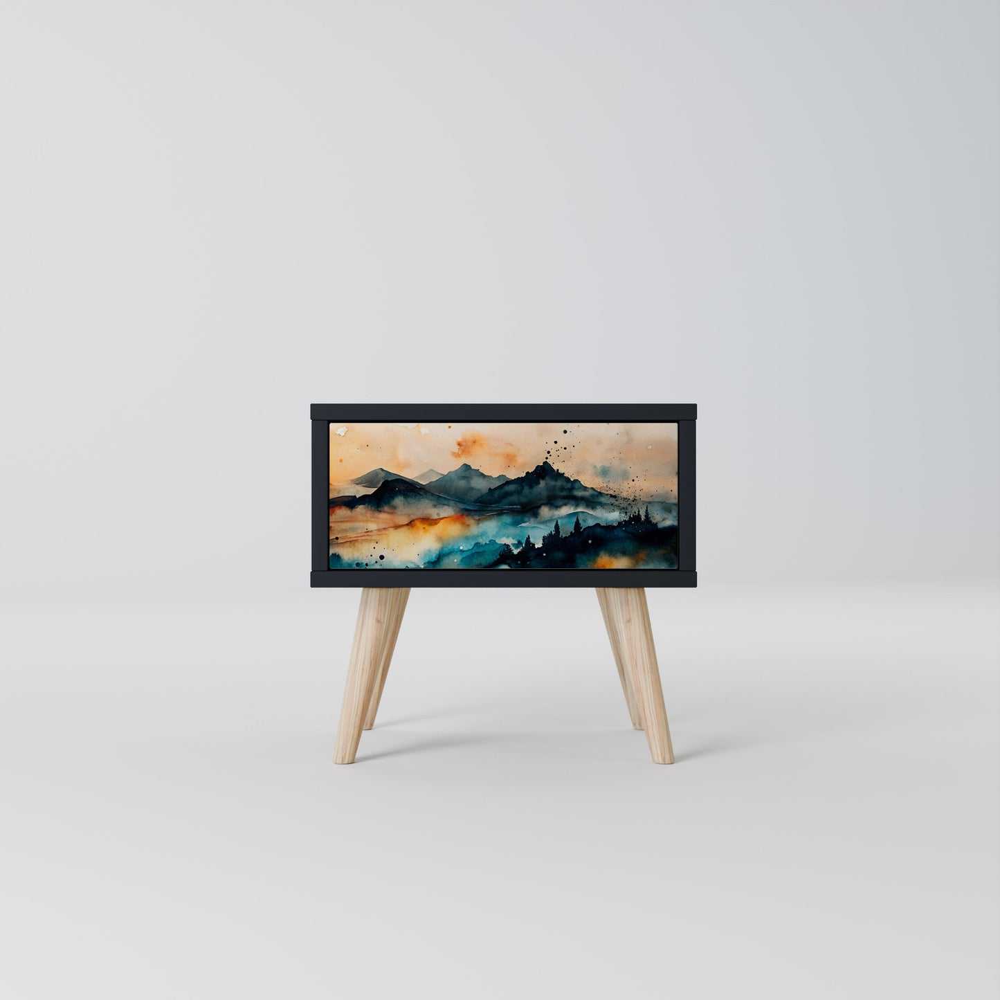 OMINOUS MOUNTAINS Nightstand in Black Finish