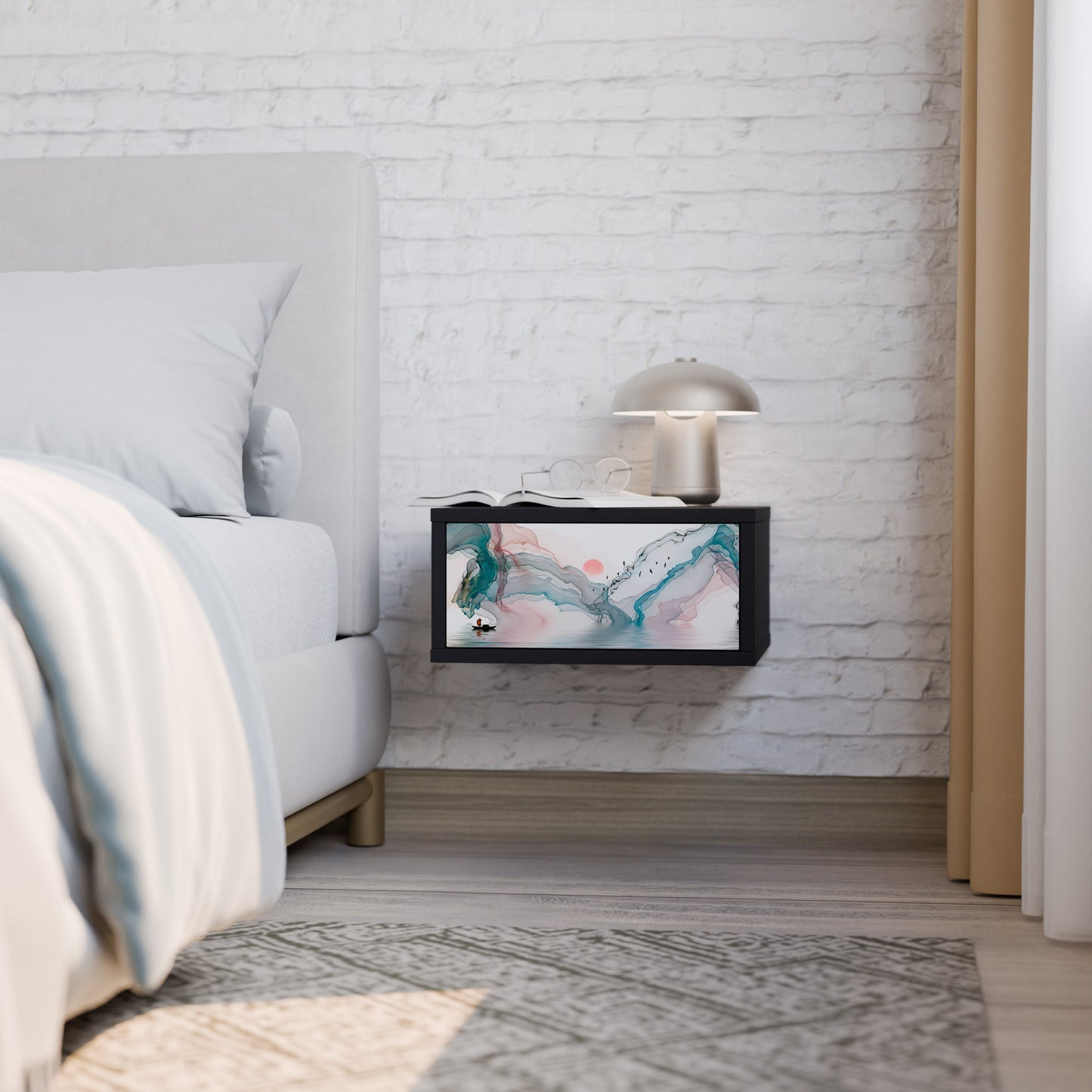VELVET CROSSING Nightstand in Black Finish