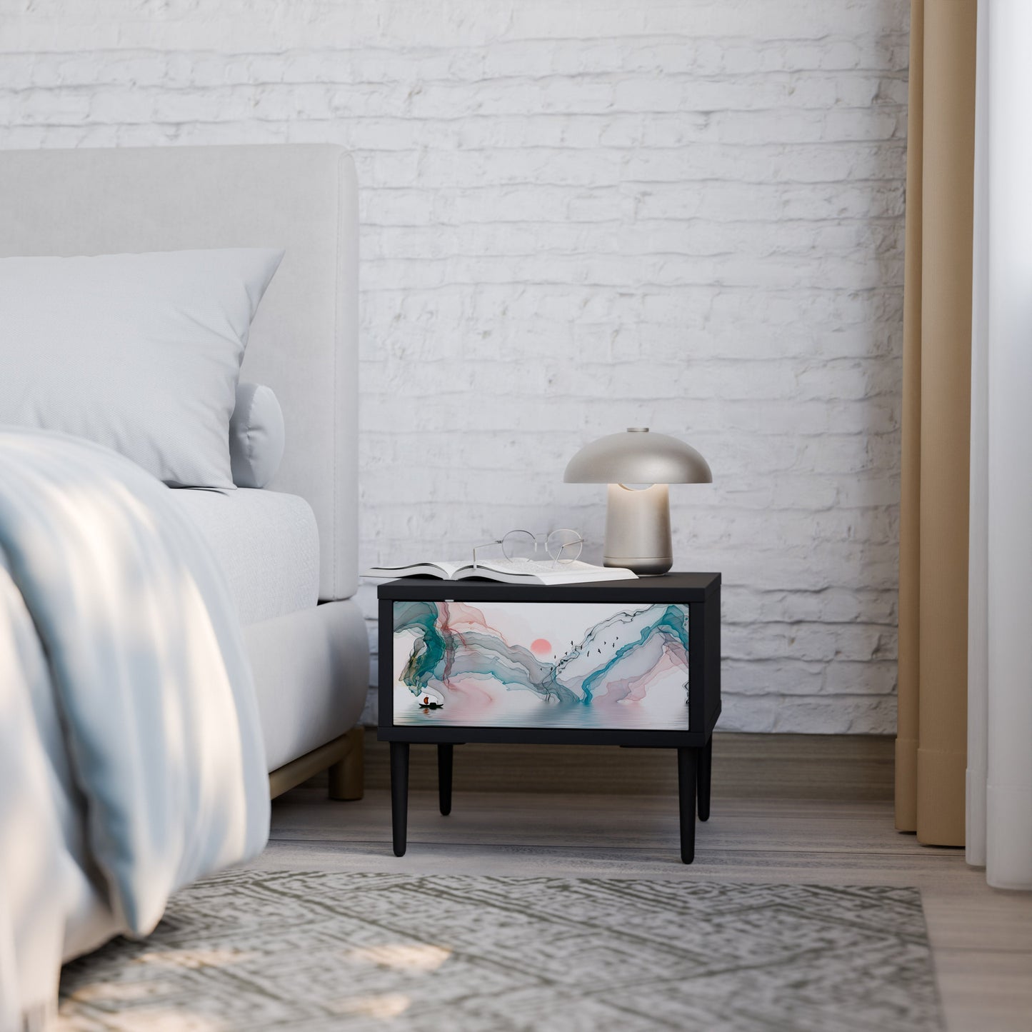 VELVET CROSSING Nightstand in Black Finish