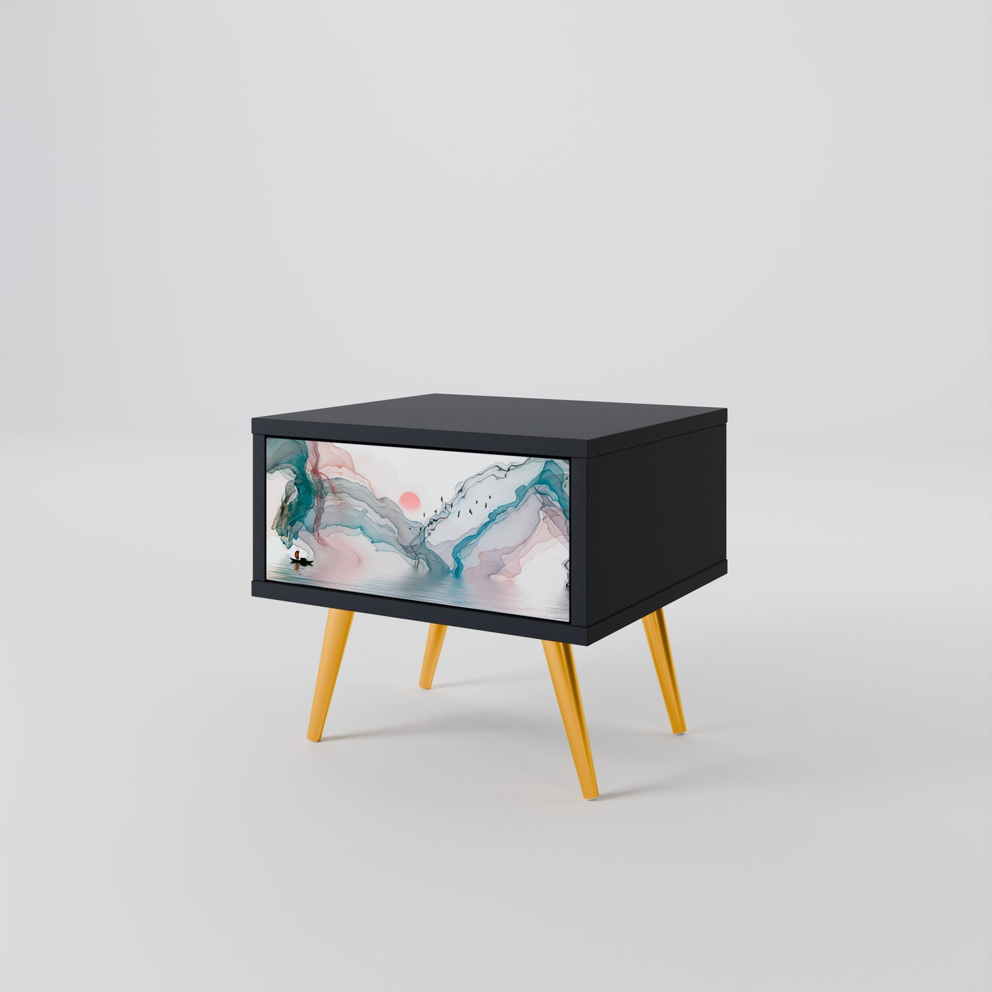 VELVET CROSSING Nightstand in Black Finish