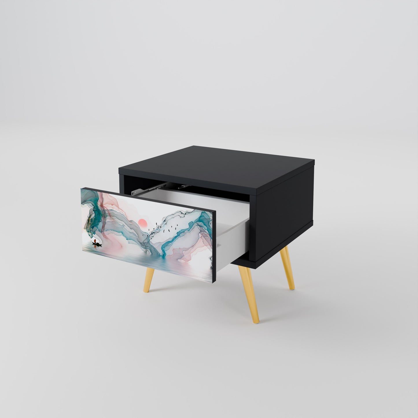 VELVET CROSSING Nightstand in Black Finish