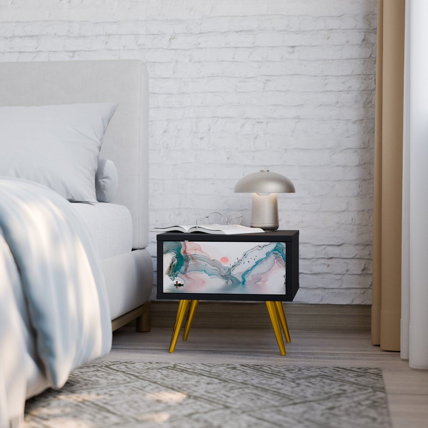 VELVET CROSSING Nightstand in Black Finish
