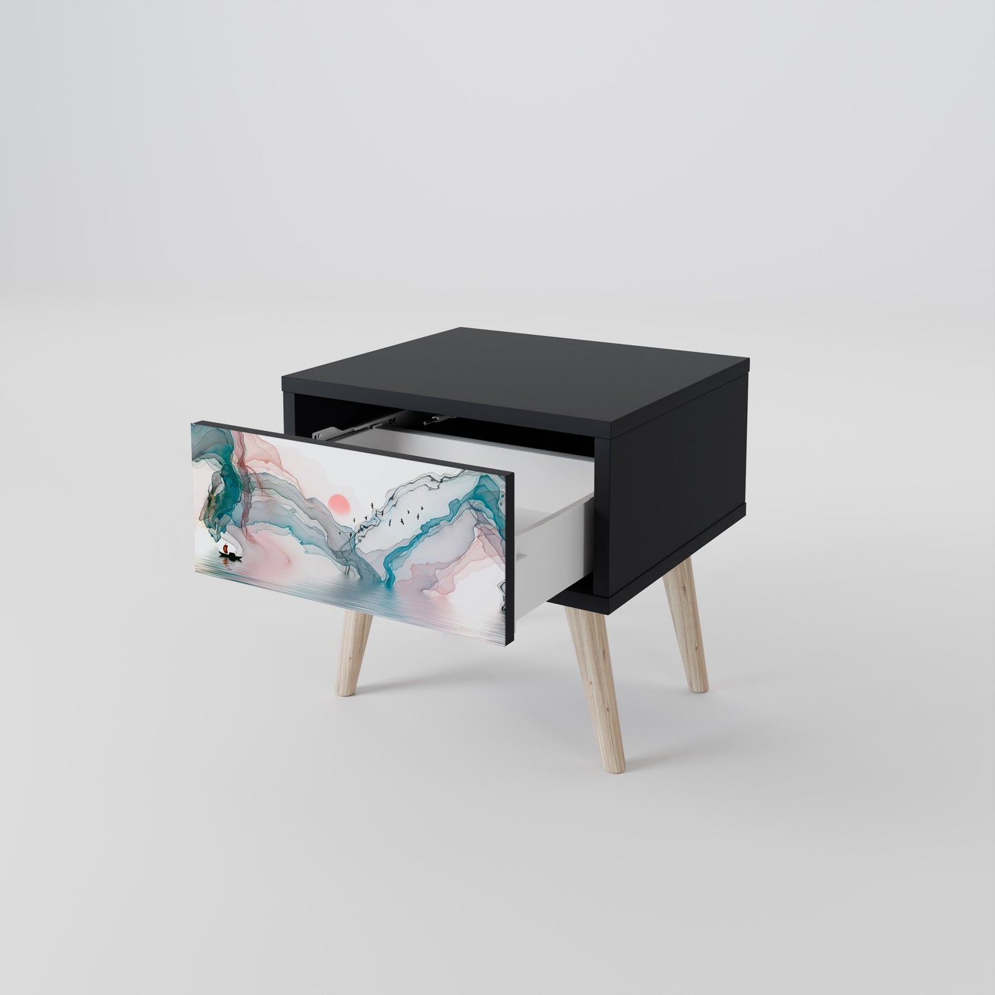 VELVET CROSSING Nightstand in Black Finish