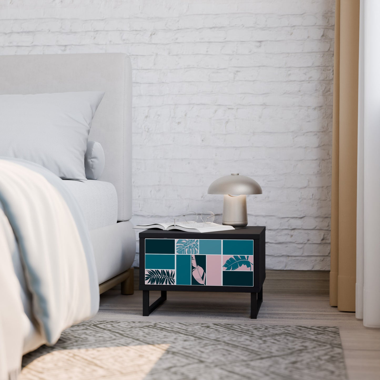 COMBINATION OF SHAPES Nightstand in Black Finish