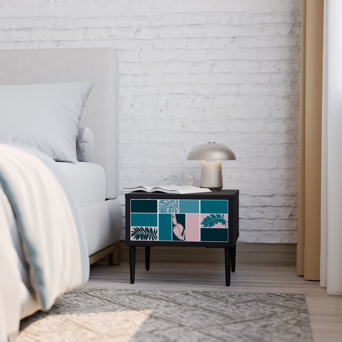 COMBINATION OF SHAPES Nightstand in Black Finish