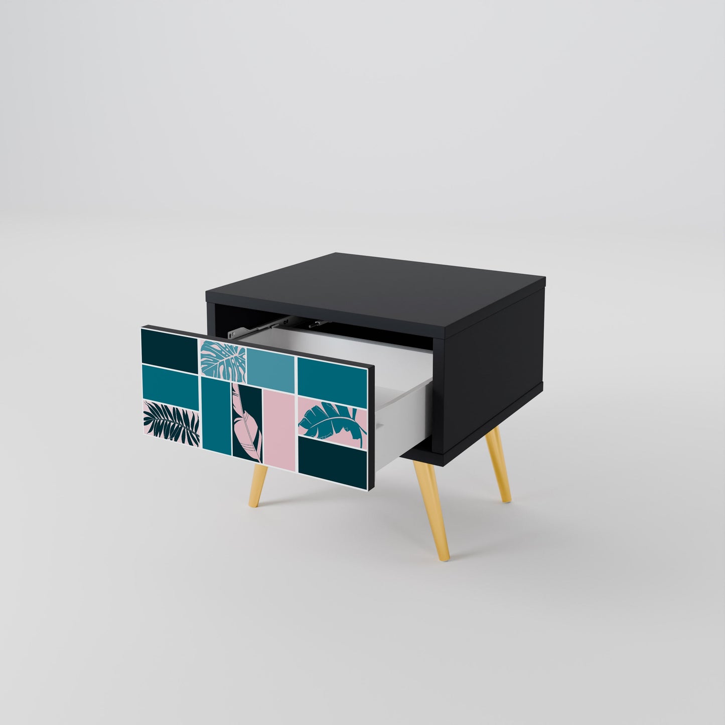 COMBINATION OF SHAPES Nightstand in Black Finish