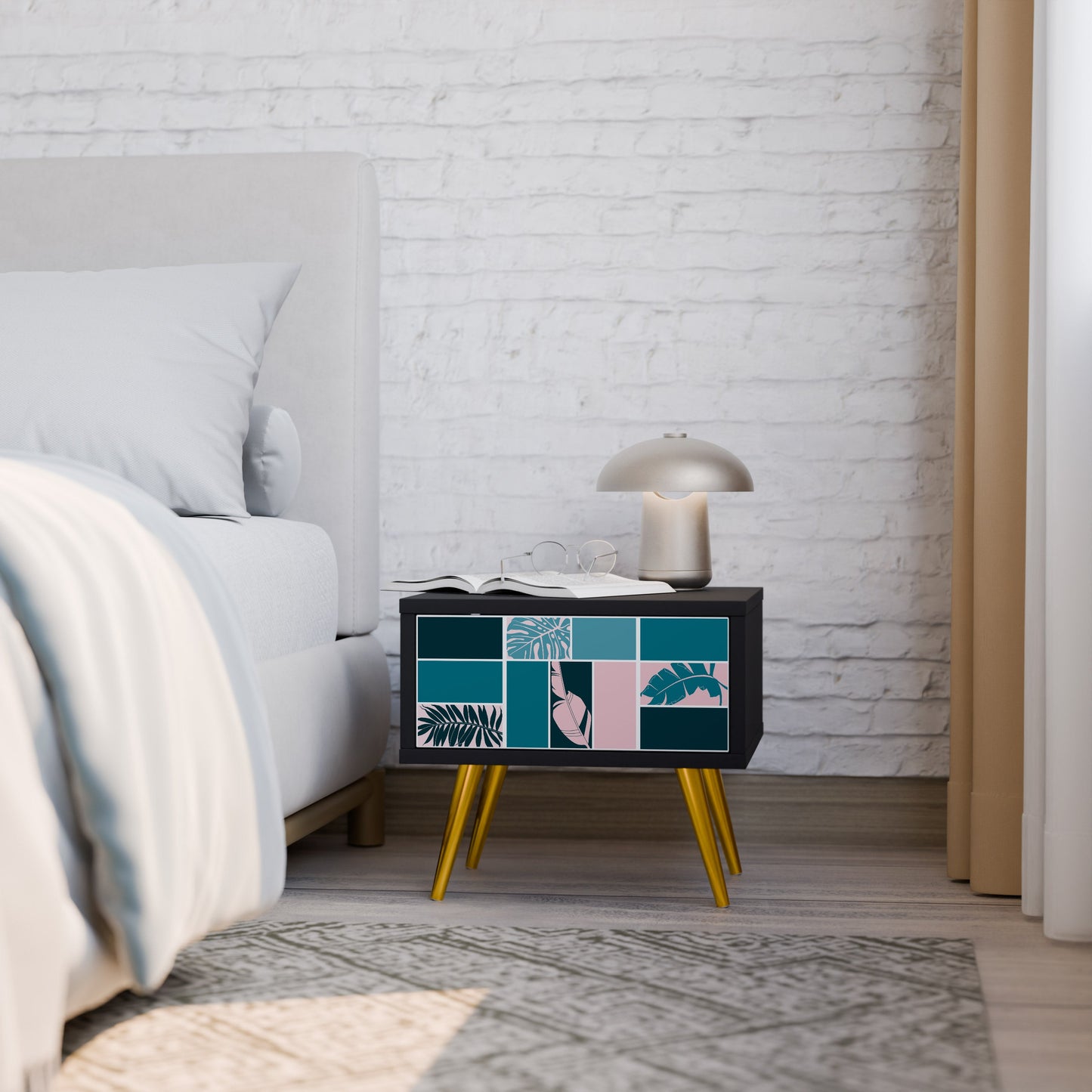 COMBINATION OF SHAPES Nightstand in Black Finish