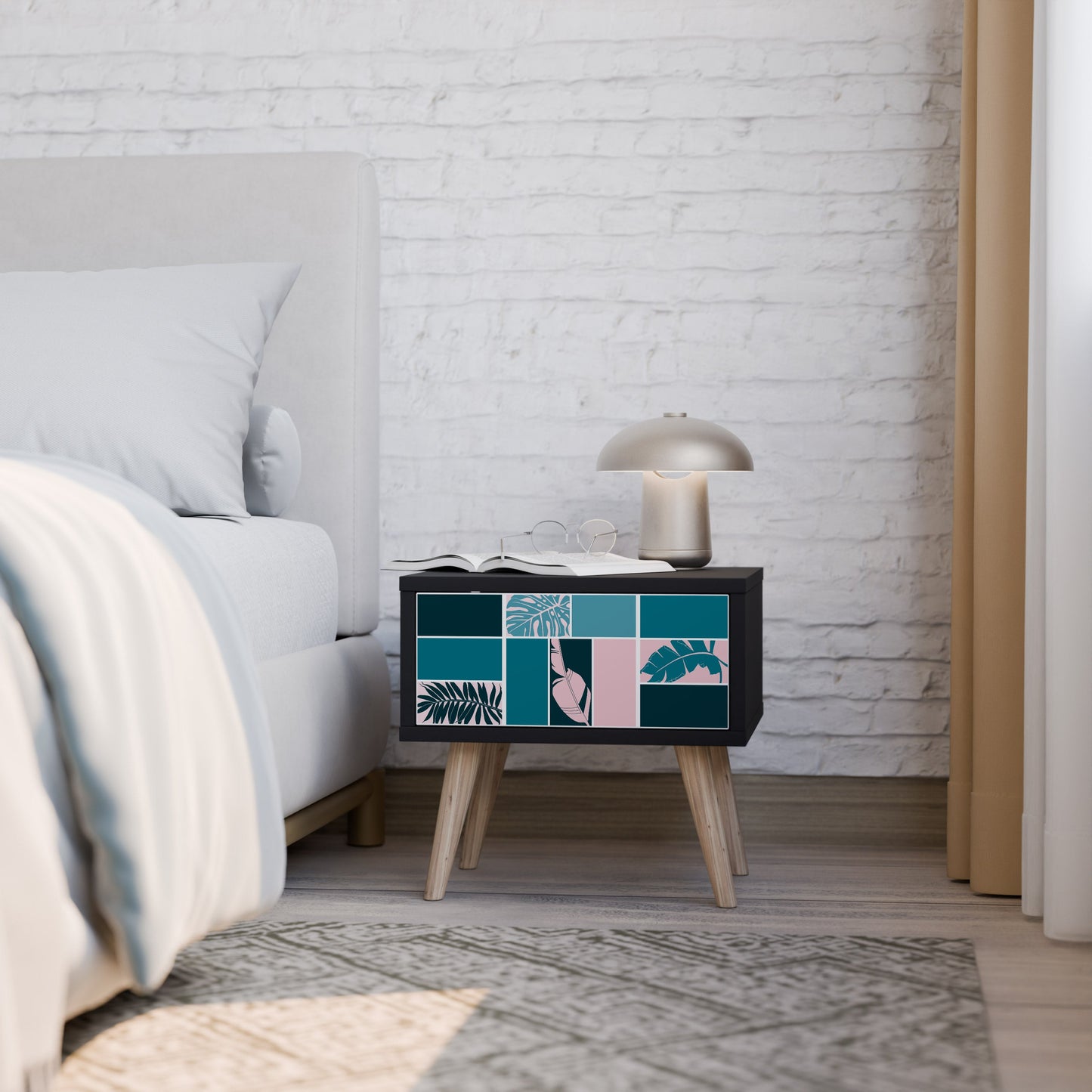 COMBINATION OF SHAPES Nightstand in Black Finish