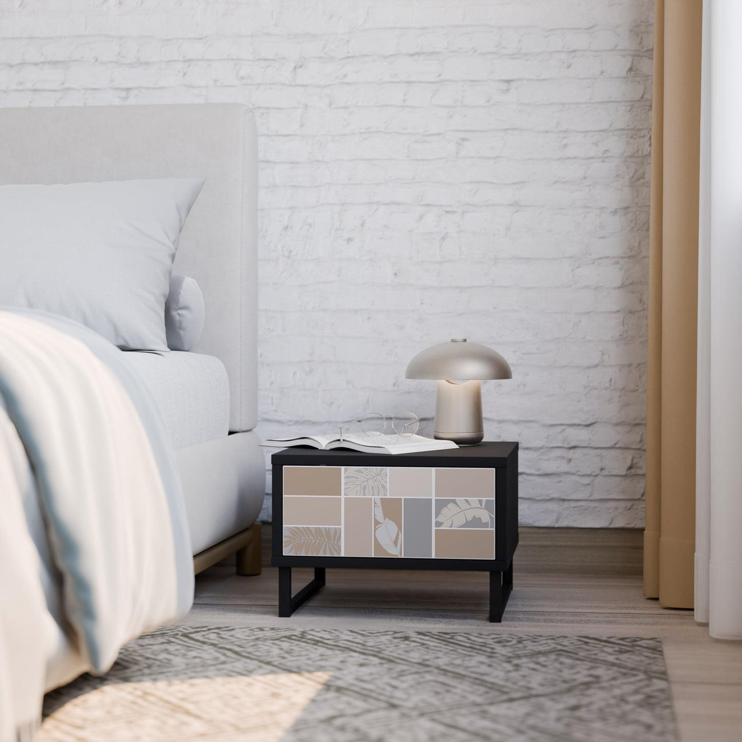 TROPICAL SHAPES Nightstand in Black Finish