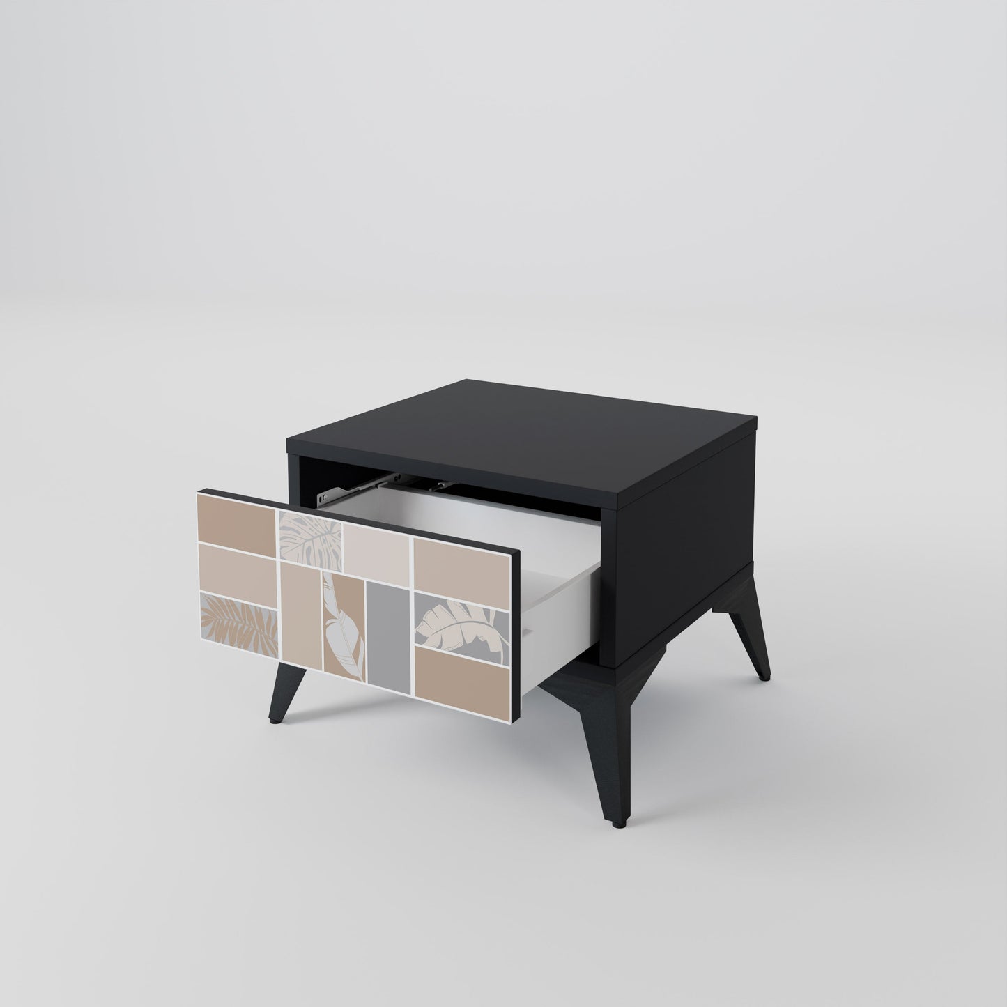 TROPICAL SHAPES Nightstand in Black Finish