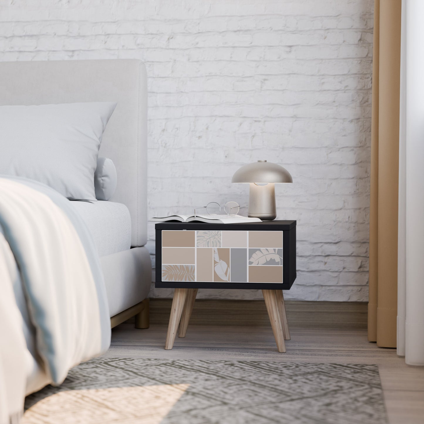 TROPICAL SHAPES Nightstand in Black Finish