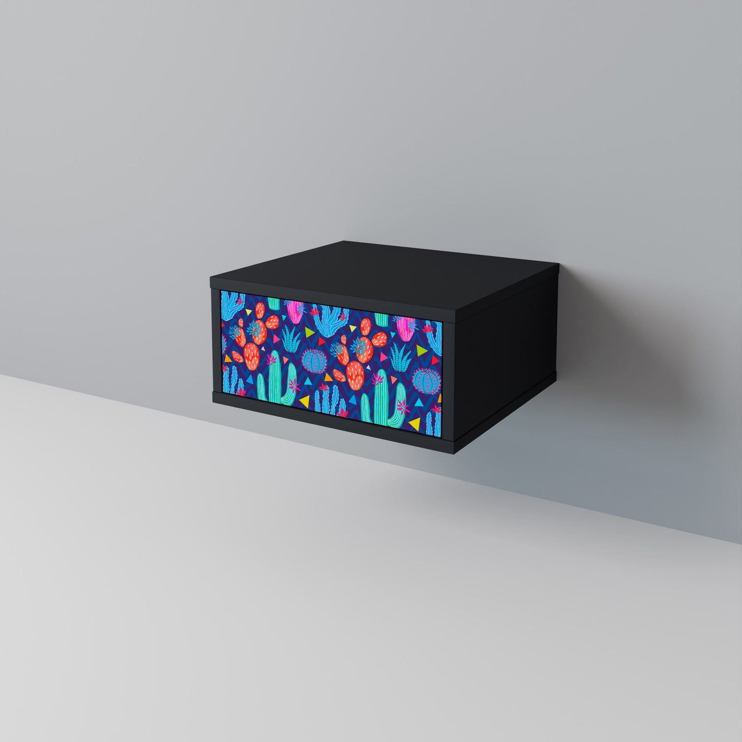 CACTUS VIBES Nightstand in Black Finish