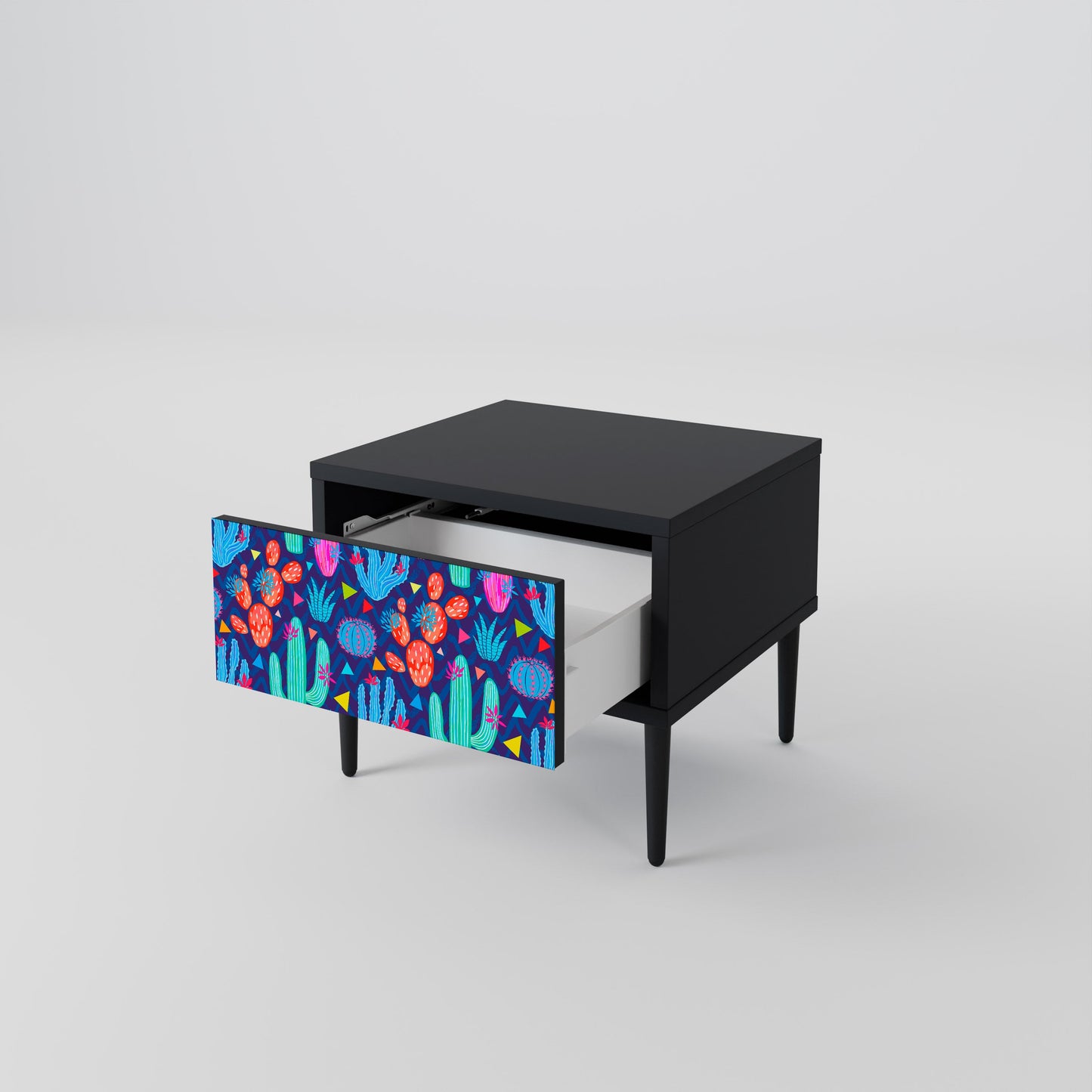 CACTUS VIBES Nightstand in Black Finish