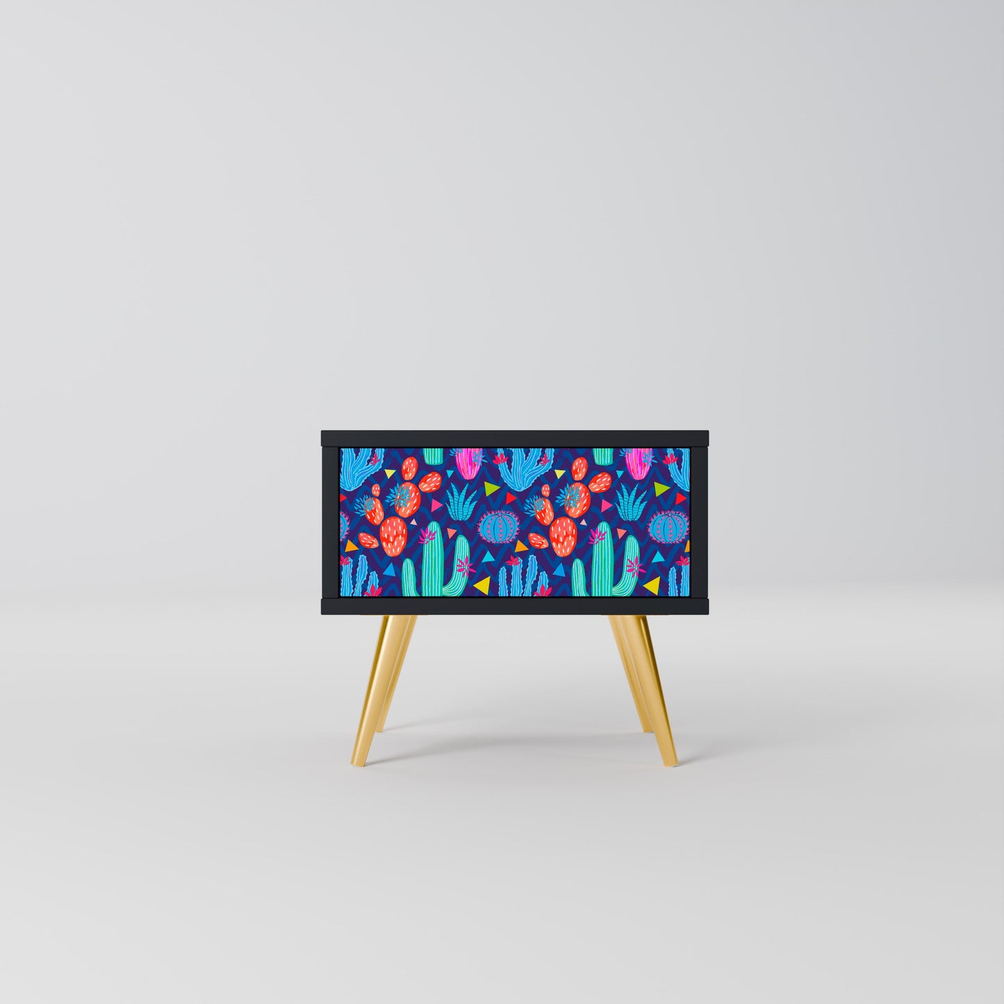 CACTUS VIBES Nightstand in Black Finish