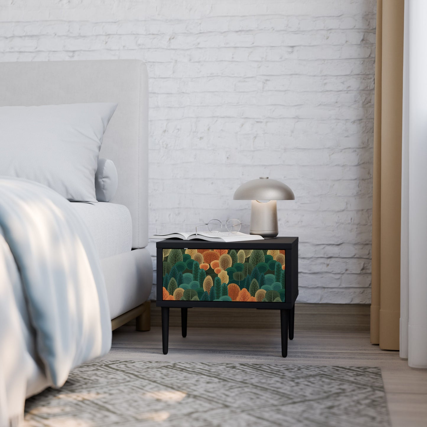AUTUMN KALEIDOSCOPE Nightstand in Black Finish