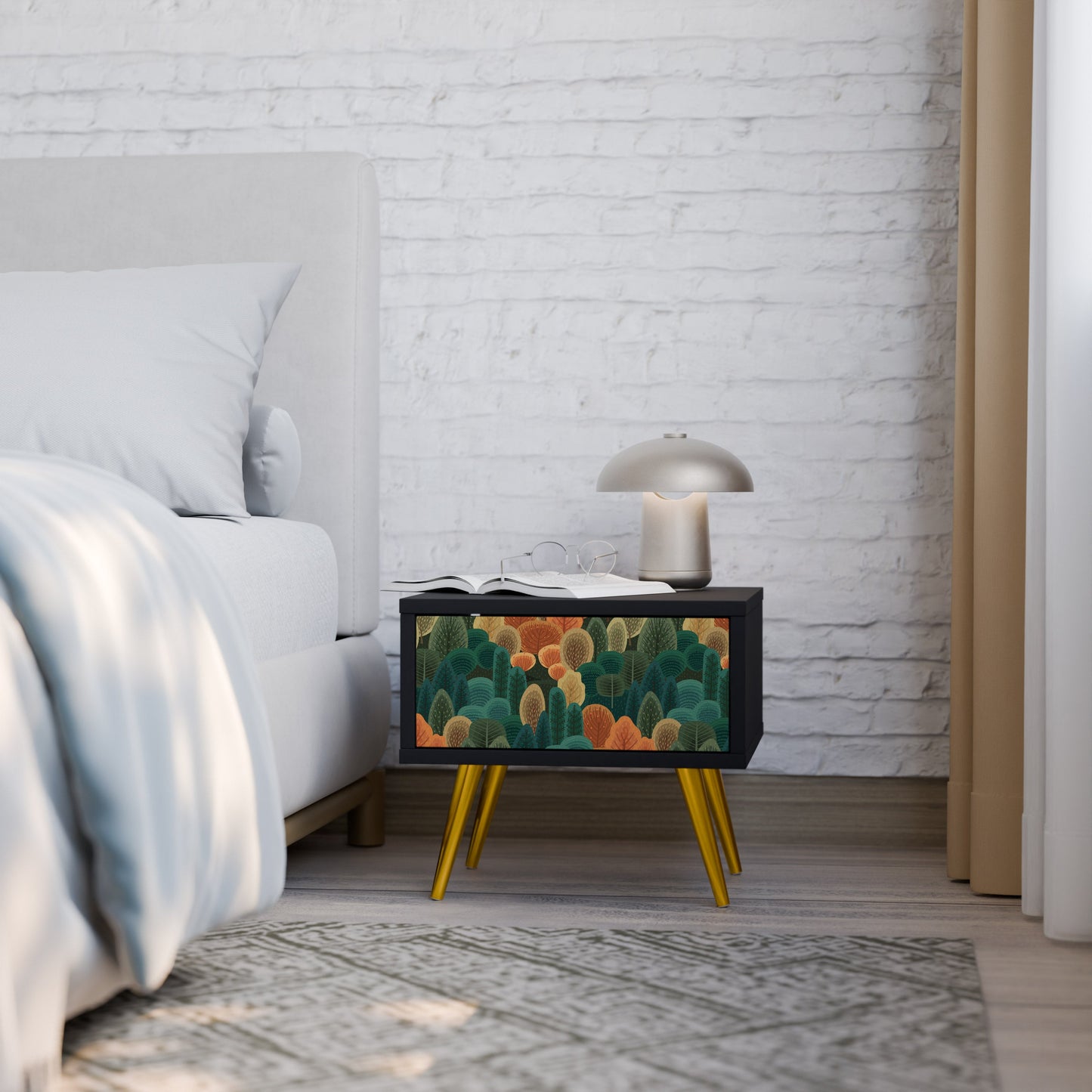 AUTUMN KALEIDOSCOPE Nightstand in Black Finish
