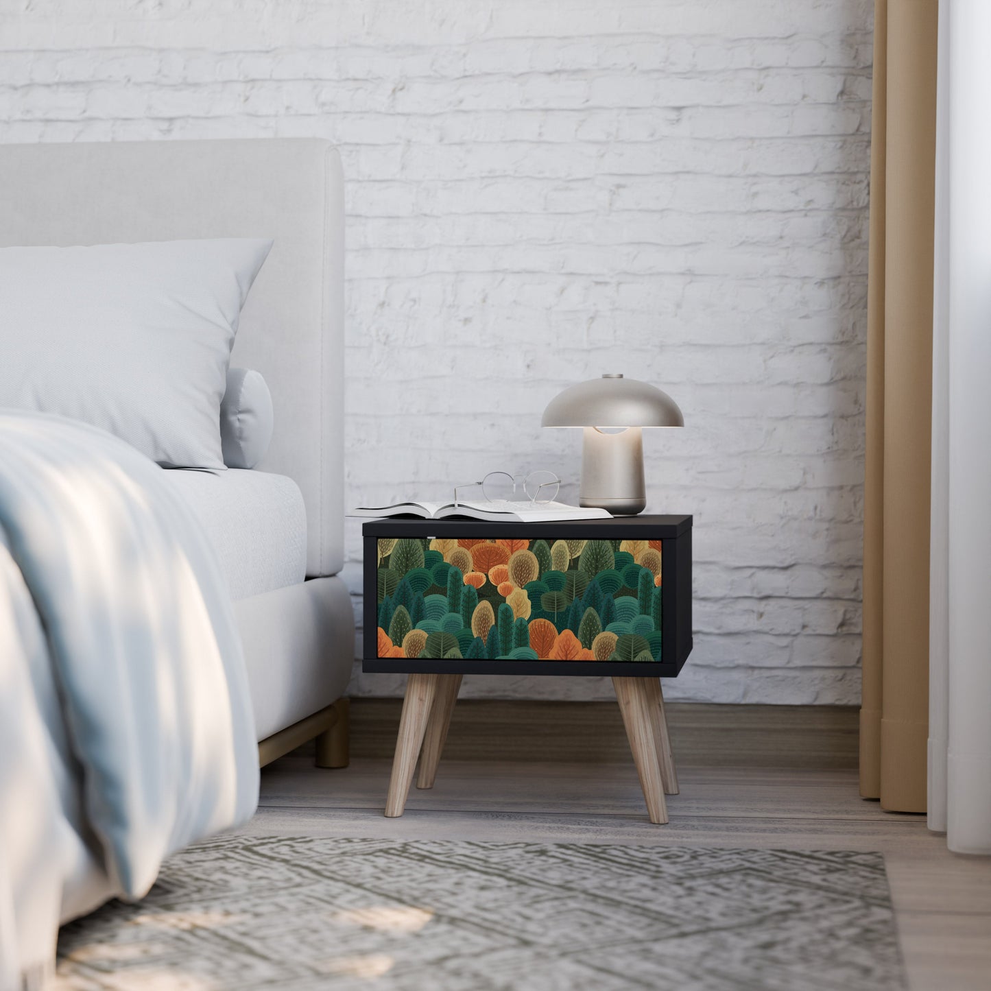 AUTUMN KALEIDOSCOPE Nightstand in Black Finish